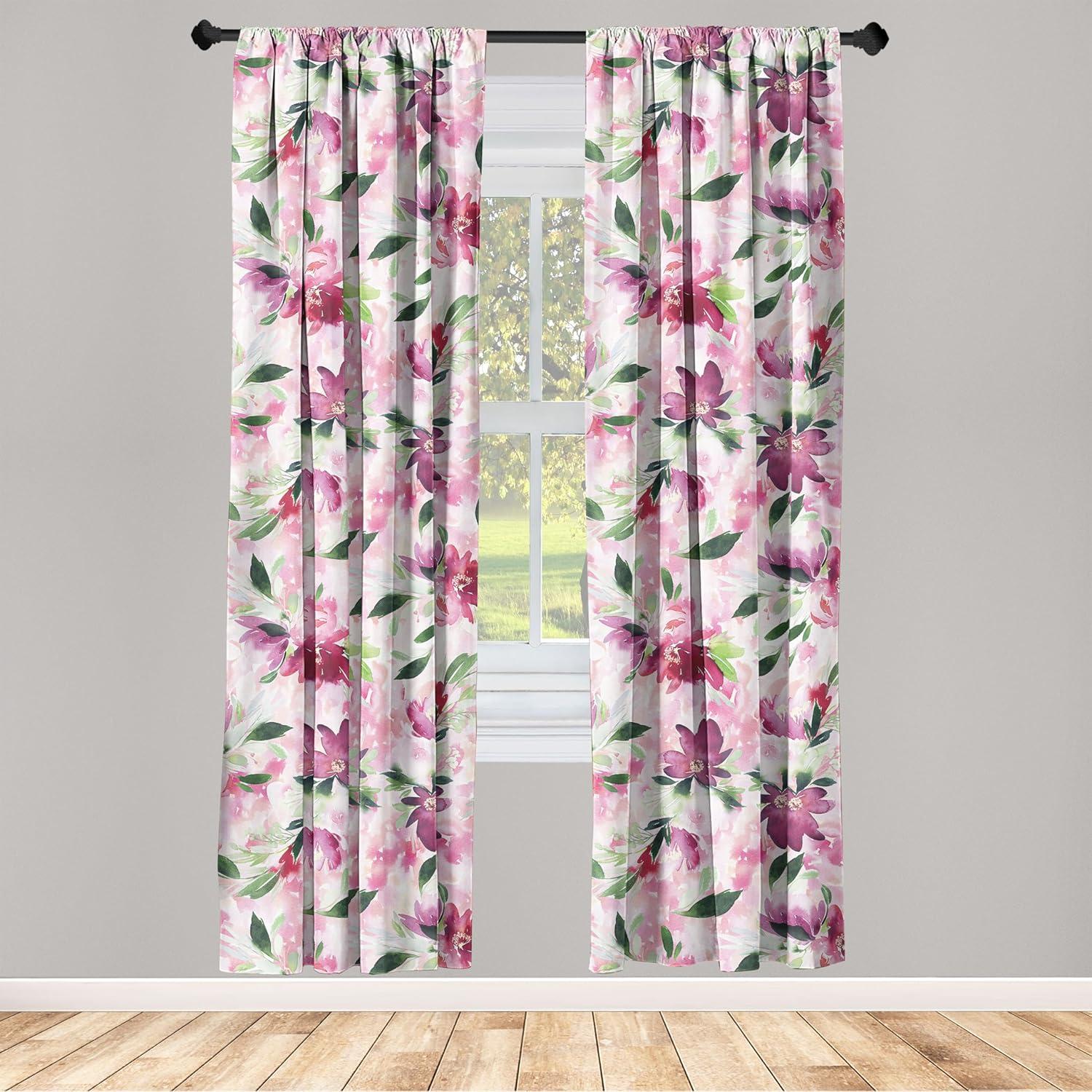 imageAmbesonne Floral Curtains Fashion Design Garden Artwork of Repetitive Red Peony Flowers Neutral Window Treatments 2 Panel Set for Living Room Bedroom Pair of 28 x 84 Dark Coral Pale CaramelRose Dried Rose Green