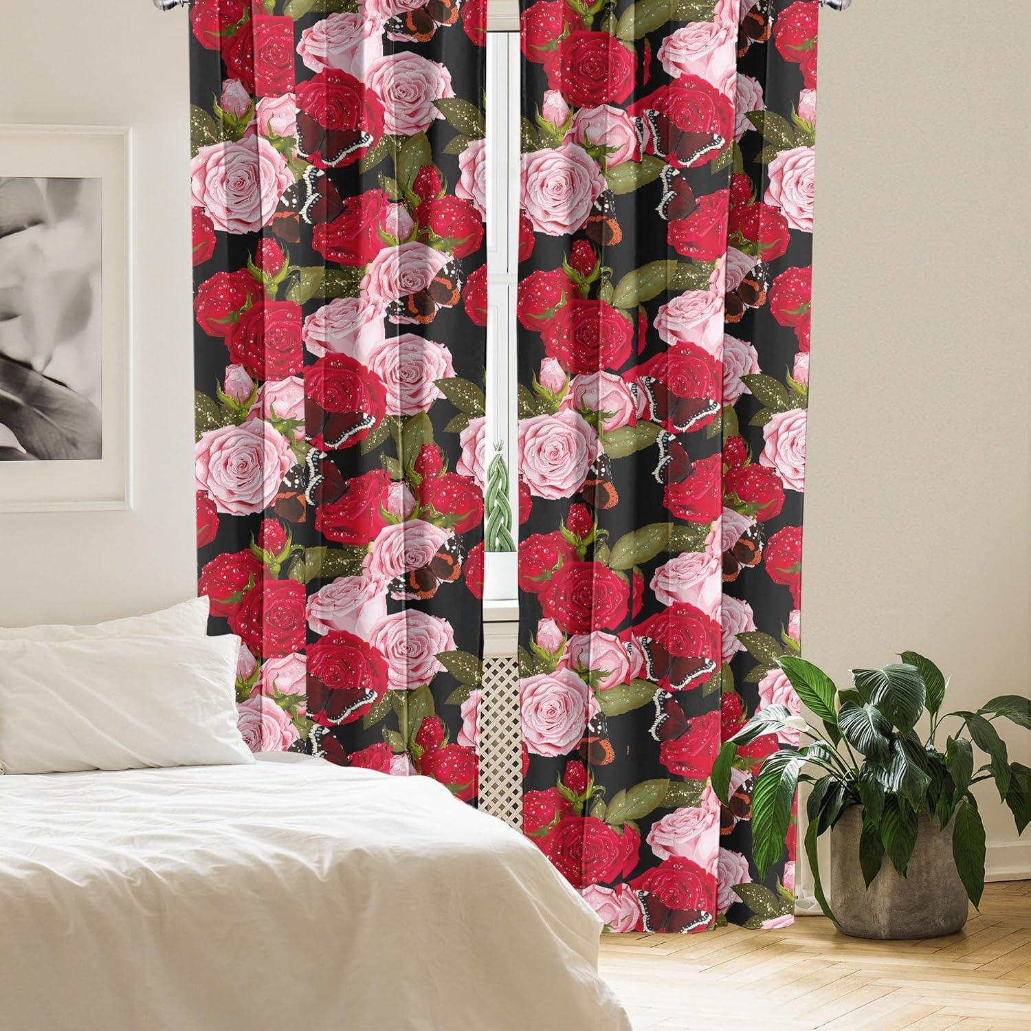 imageAmbesonne Floral Curtains Fashion Design Garden Artwork of Repetitive Red Peony Flowers Neutral Window Treatments 2 Panel Set for Living Room Bedroom Pair of 28 x 84 Dark Coral Pale CaramelDark Coral and Green Brown