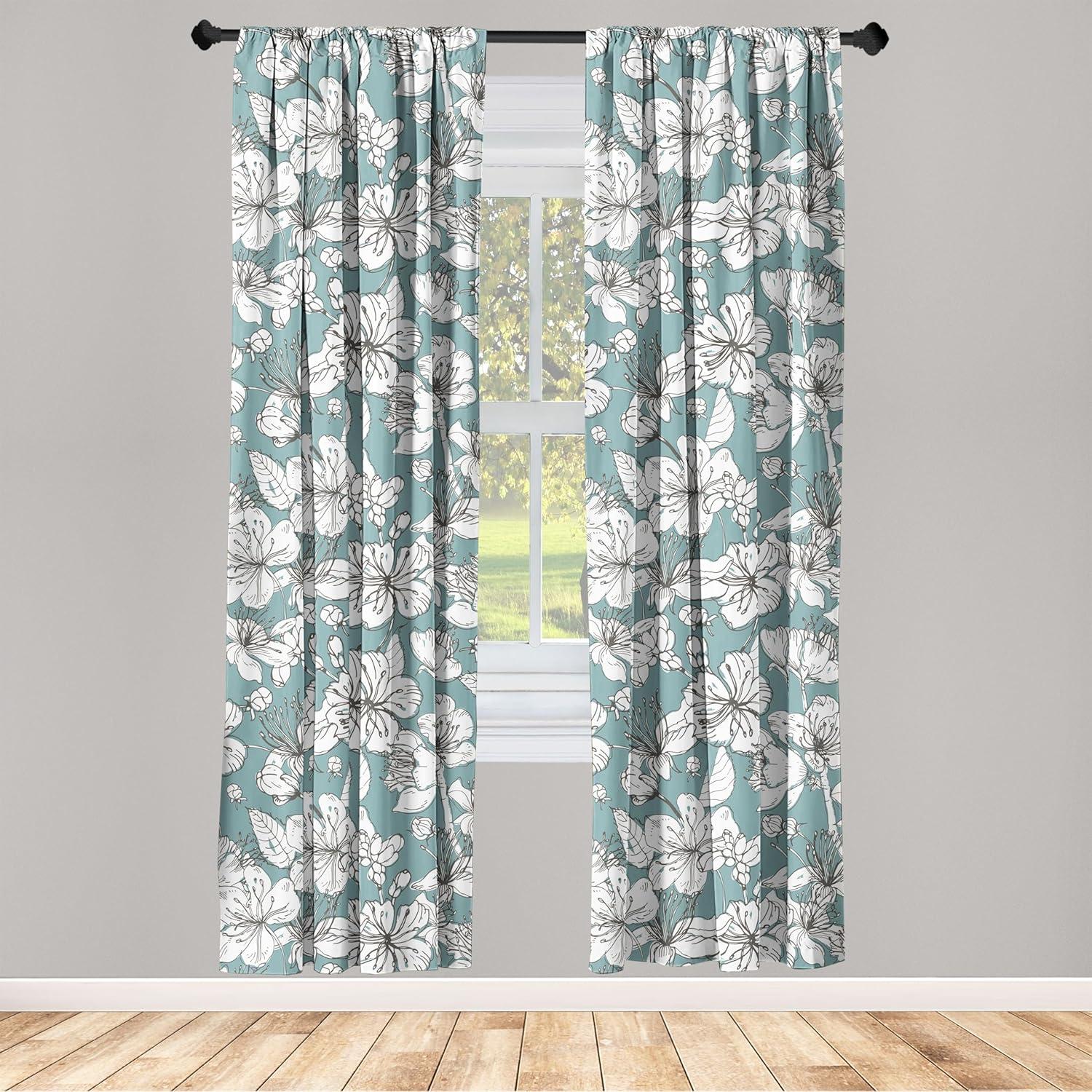 imageAmbesonne Floral Curtains Fashion Design Garden Artwork of Repetitive Red Peony Flowers Neutral Window Treatments 2 Panel Set for Living Room Bedroom Pair of 28 x 84 Dark Coral Pale CaramelPale Blue Grey White