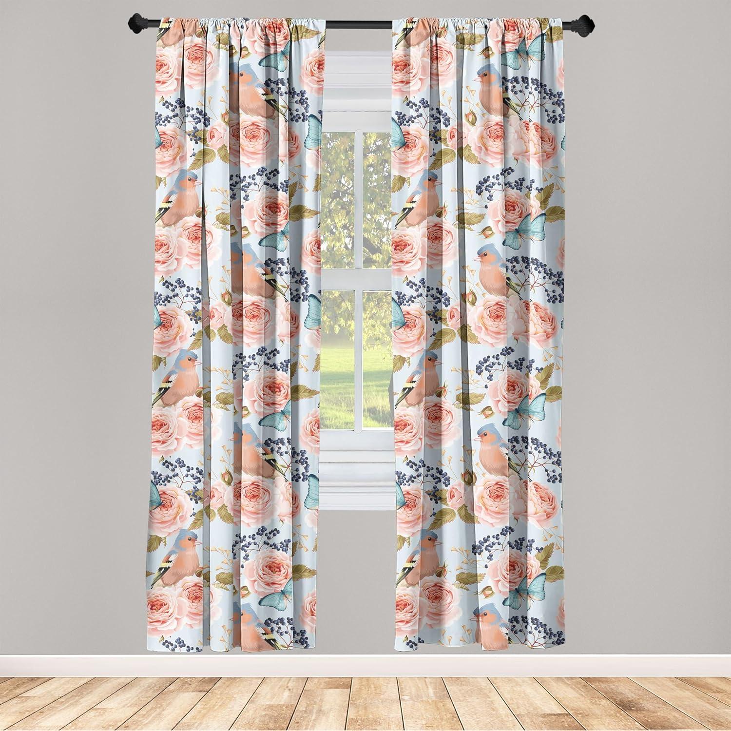 imageAmbesonne Floral Curtains Fashion Design Garden Artwork of Repetitive Red Peony Flowers Neutral Window Treatments 2 Panel Set for Living Room Bedroom Pair of 28 x 84 Dark Coral Pale CaramelDark Tan Blue Grey