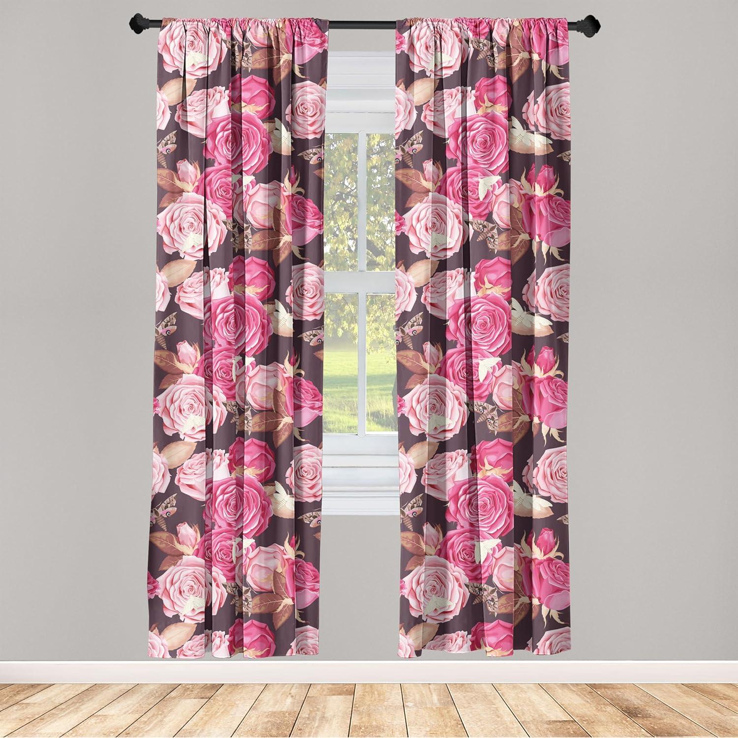imageAmbesonne Floral Curtains Fashion Design Garden Artwork of Repetitive Red Peony Flowers Neutral Window Treatments 2 Panel Set for Living Room Bedroom Pair of 28 x 84 Dark Coral Pale CaramelPastel Pink Dark Mauve