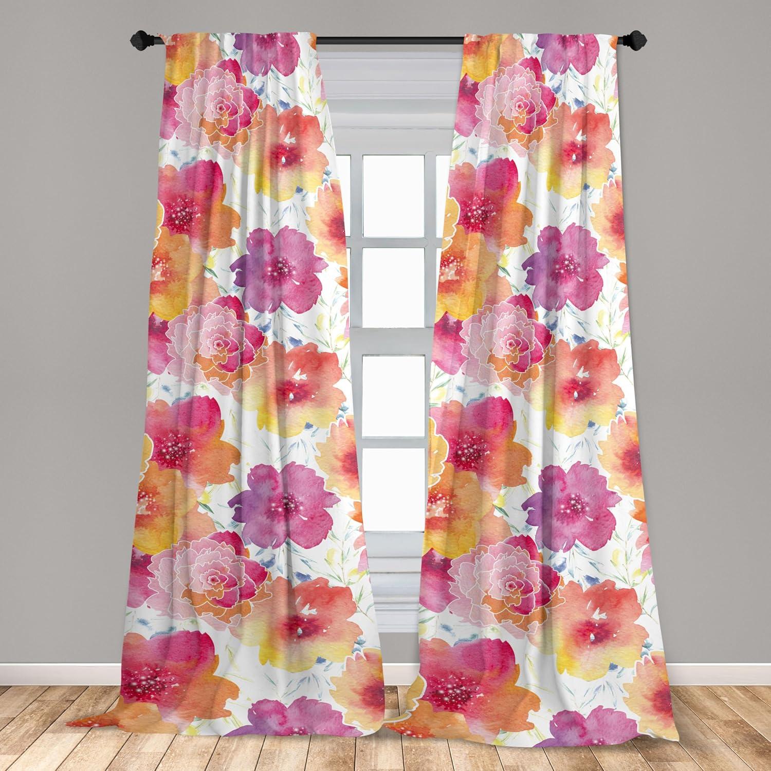 imageAmbesonne Floral Curtains Fashion Design Garden Artwork of Repetitive Red Peony Flowers Neutral Window Treatments 2 Panel Set for Living Room Bedroom Pair of 28 x 84 Dark Coral Pale CaramelDried Rose Pastel Brown
