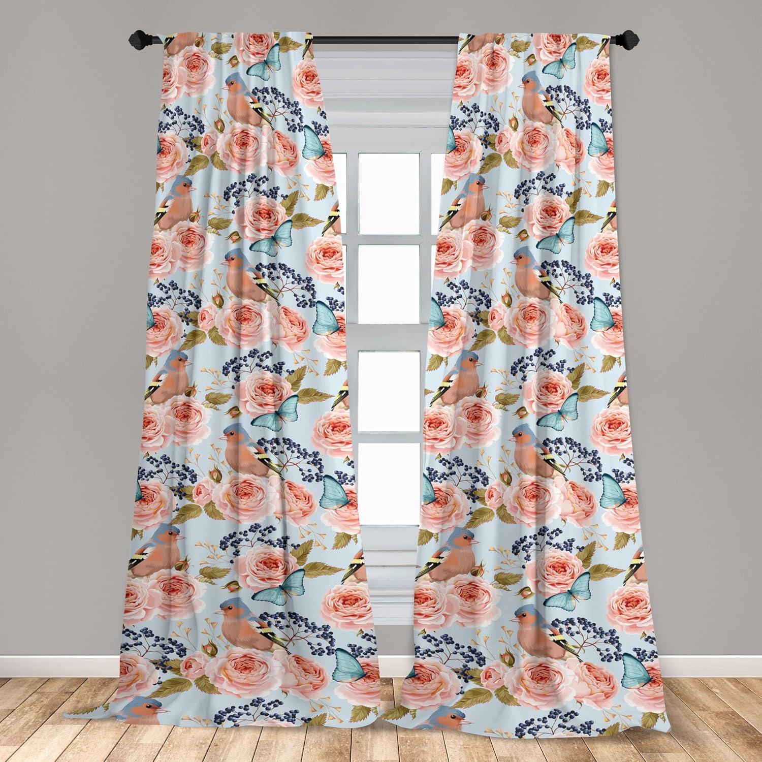imageAmbesonne Floral Curtains Fashion Design Garden Artwork of Repetitive Red Peony Flowers Neutral Window Treatments 2 Panel Set for Living Room Bedroom Pair of 28 x 84 Dark Coral Pale CaramelDark Tan Blue Grey