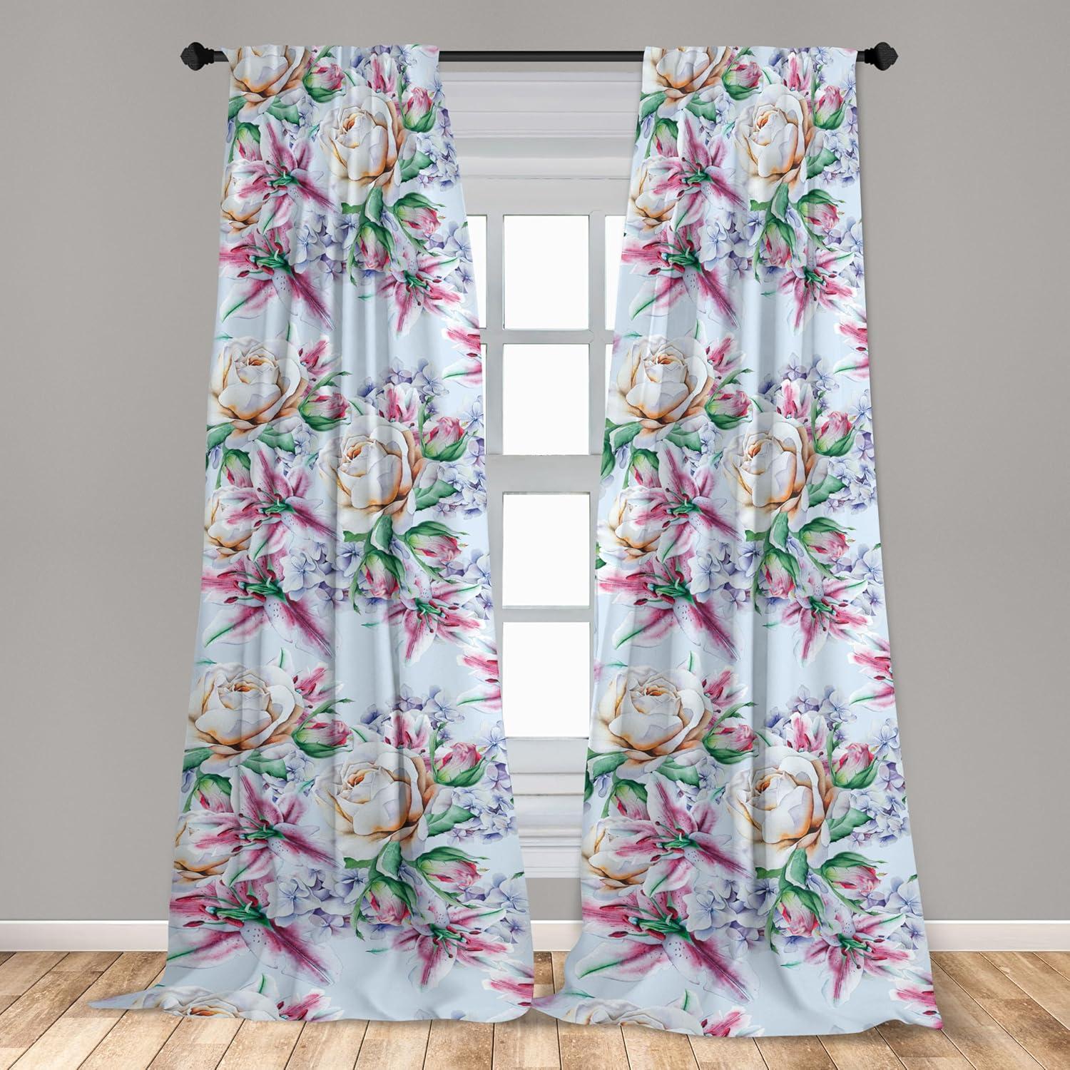 imageAmbesonne Floral Curtains Fashion Design Garden Artwork of Repetitive Red Peony Flowers Neutral Window Treatments 2 Panel Set for Living Room Bedroom Pair of 28 x 84 Dark Coral Pale CaramelFern Green Pale Rust