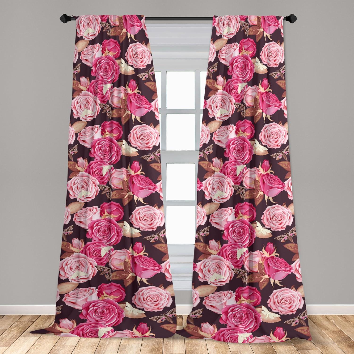 imageAmbesonne Floral Curtains Fashion Design Garden Artwork of Repetitive Red Peony Flowers Neutral Window Treatments 2 Panel Set for Living Room Bedroom Pair of 28 x 84 Dark Coral Pale CaramelPastel Pink Dark Mauve