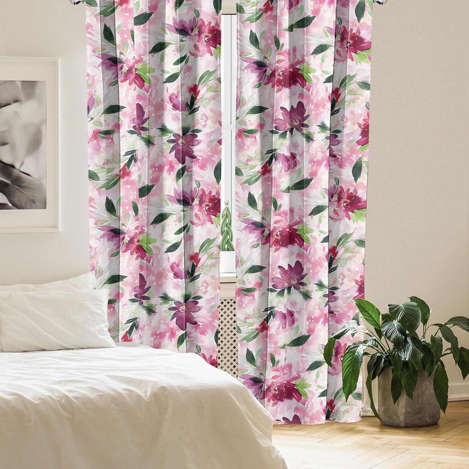 imageAmbesonne Floral Curtains Fashion Design Garden Artwork of Repetitive Red Peony Flowers Neutral Window Treatments 2 Panel Set for Living Room Bedroom Pair of 28 x 84 Dark Coral Pale CaramelRose Dried Rose Green