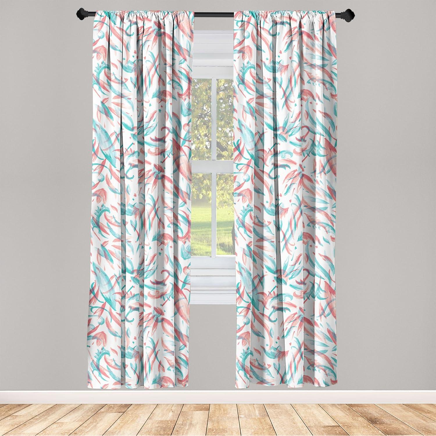 imageAmbesonne Floral Curtains Neutral Colors Delicate Blooming Flowers Pattern Dreamy Blush Tone Art Window Treatments 2 Panel Set for Living Room Bedroom Pair of 28 x 63 Hot Pink Charcoal GreyTurquoise Seafoam White
