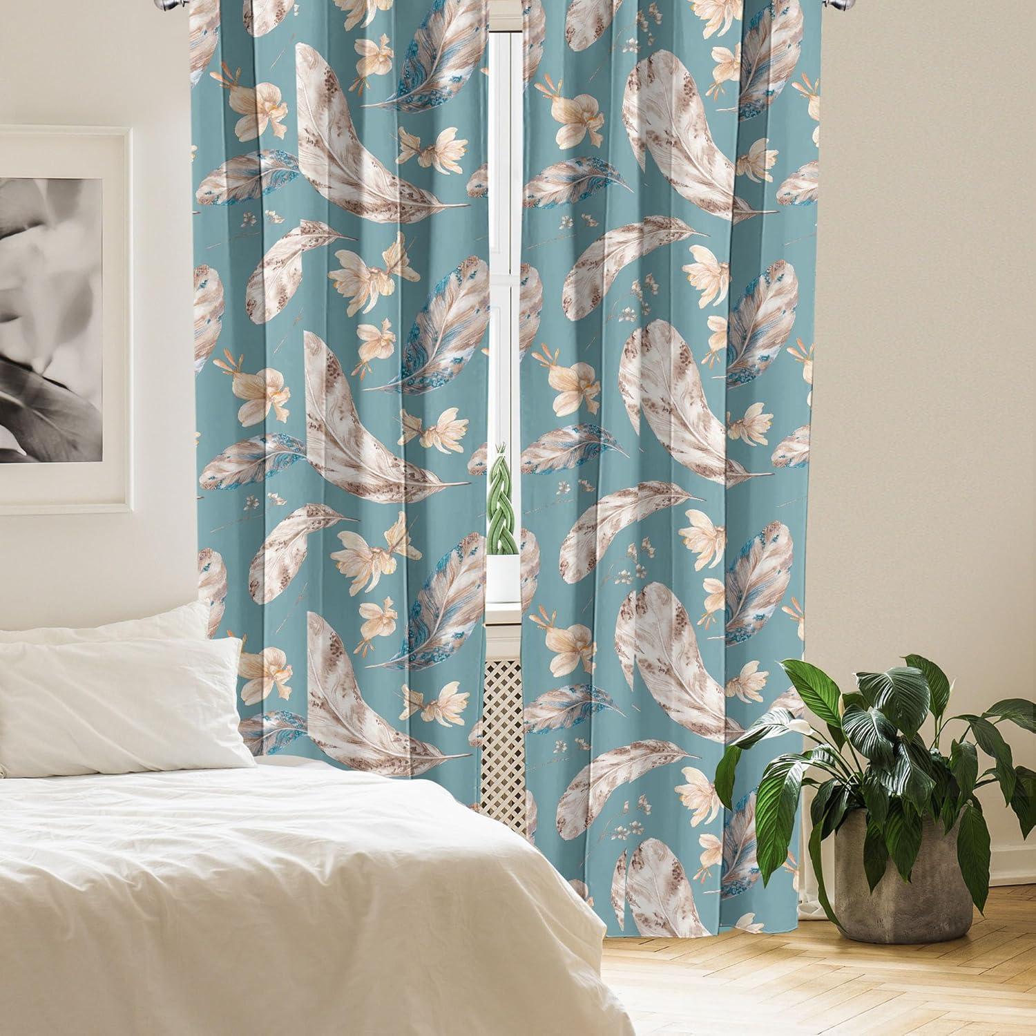 imageAmbesonne Floral Curtains Neutral Colors Delicate Blooming Flowers Pattern Dreamy Blush Tone Art Window Treatments 2 Panel Set for Living Room Bedroom Pair of 28 x 63 Hot Pink Charcoal GreyDark Sky Blue Tan