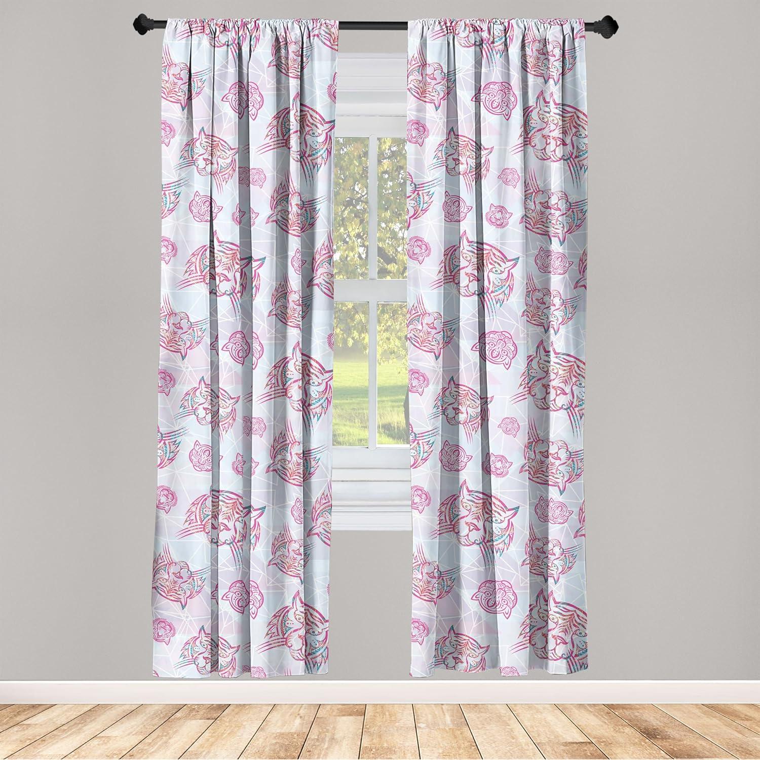 imageAmbesonne Floral Curtains Neutral Colors Delicate Blooming Flowers Pattern Dreamy Blush Tone Art Window Treatments 2 Panel Set for Living Room Bedroom Pair of 28 x 63 Hot Pink Charcoal GreyPale Purple Jade Green