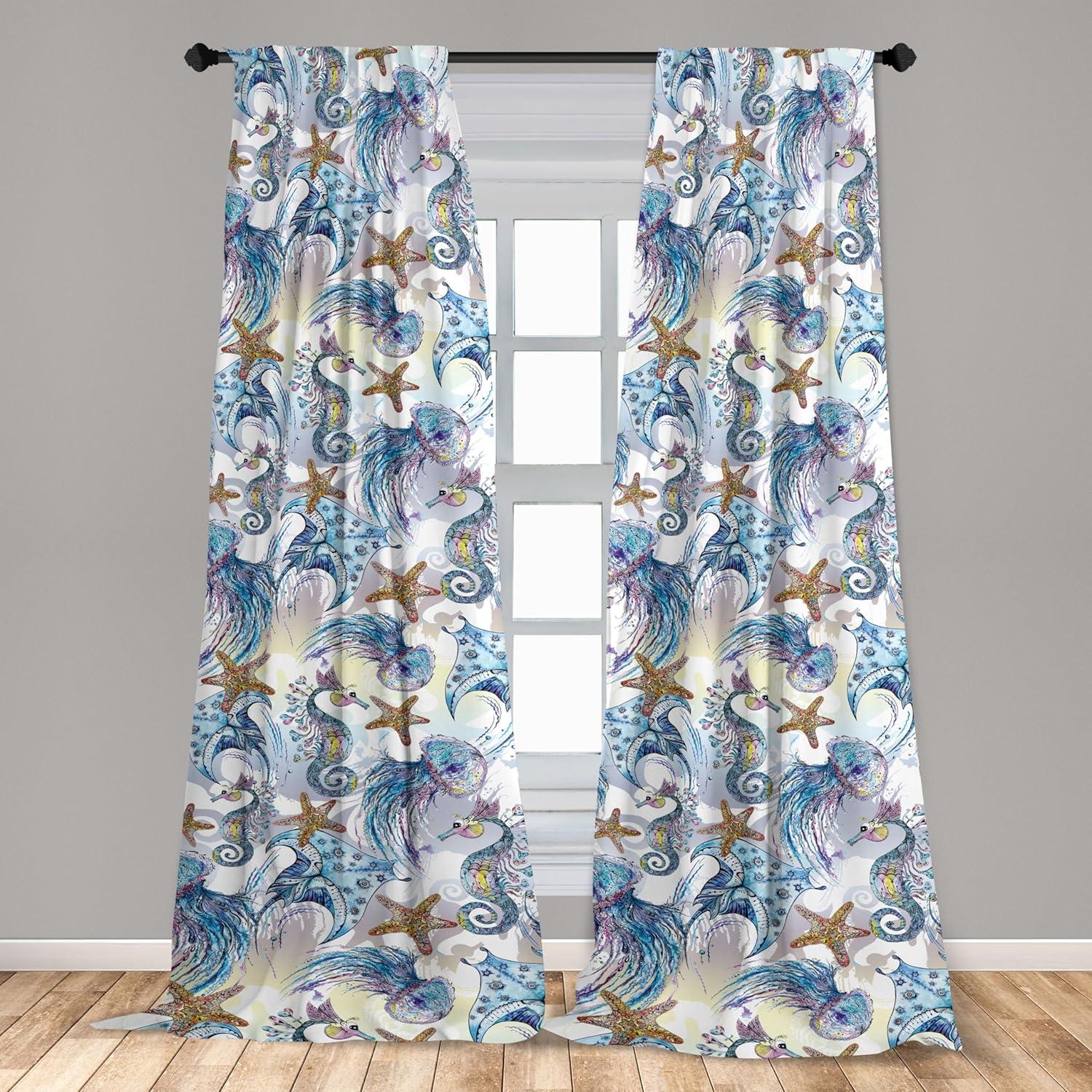 imageAmbesonne Floral Curtains Neutral Colors Delicate Blooming Flowers Pattern Dreamy Blush Tone Art Window Treatments 2 Panel Set for Living Room Bedroom Pair of 28 x 63 Hot Pink Charcoal GreySoft Blue Almond Ecru