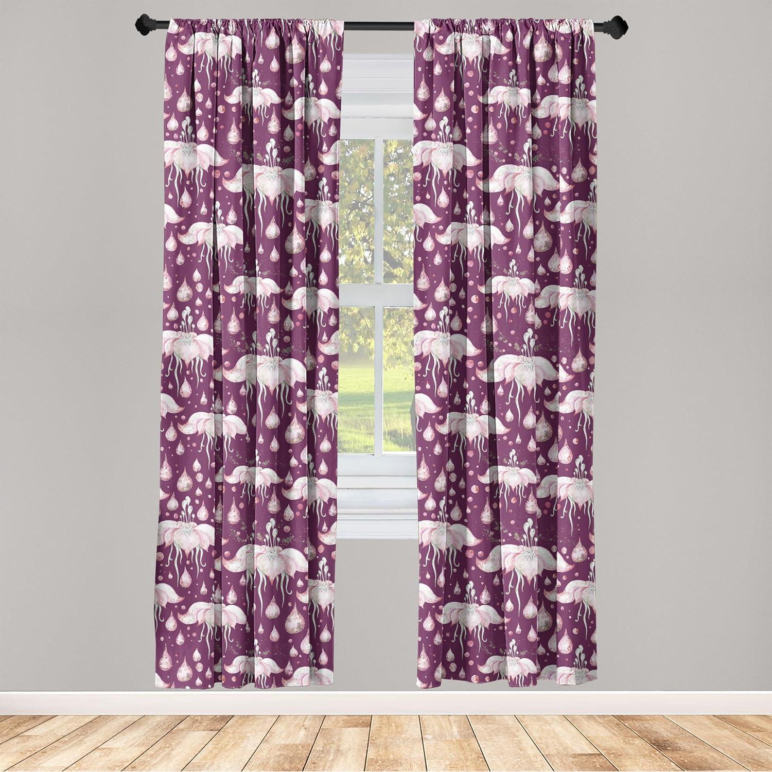 imageAmbesonne Floral Curtains Neutral Colors Delicate Blooming Flowers Pattern Dreamy Blush Tone Art Window Treatments 2 Panel Set for Living Room Bedroom Pair of 28 x 63 Hot Pink Charcoal GreySea Blue and Pastel Pink