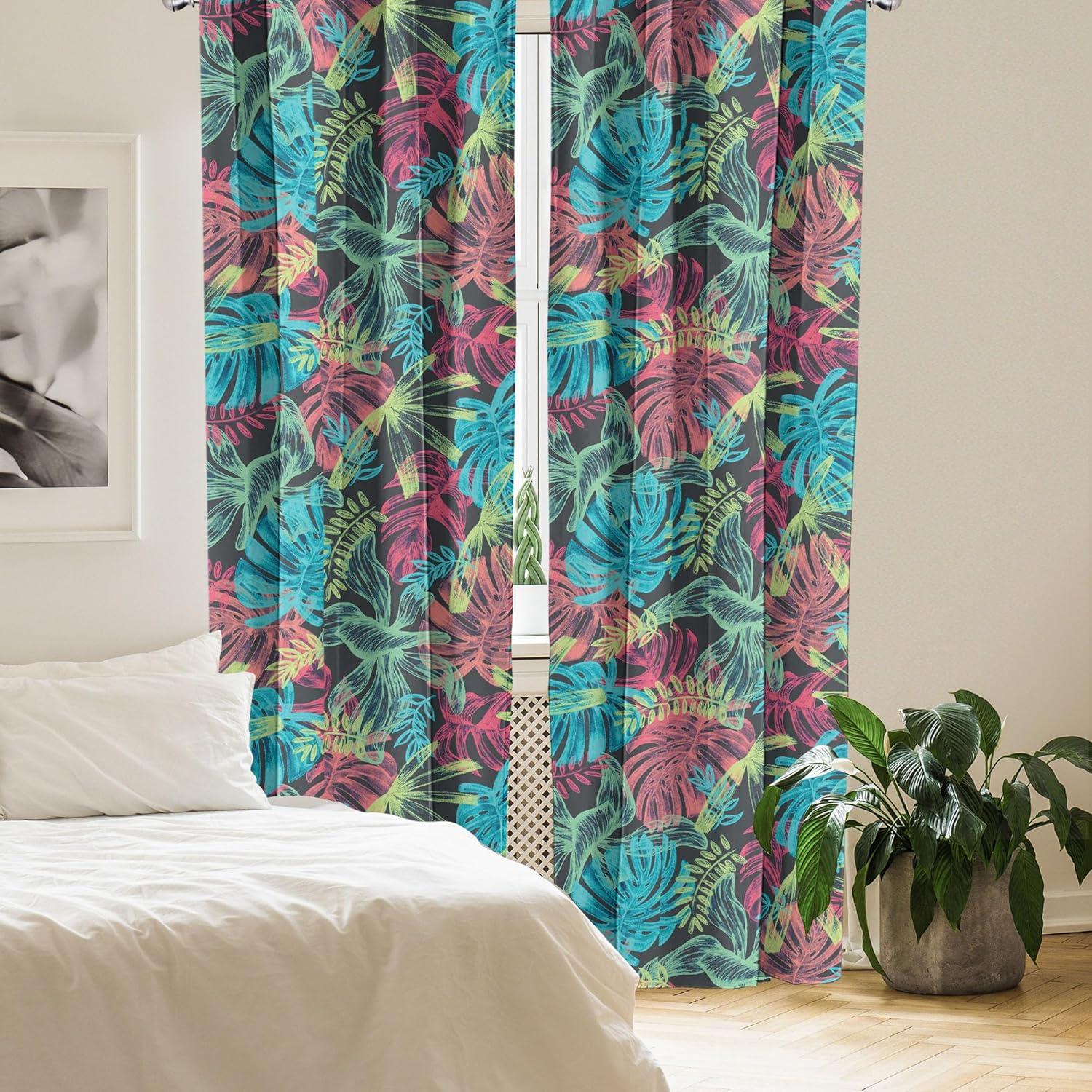 imageAmbesonne Floral Curtains Neutral Colors Delicate Blooming Flowers Pattern Dreamy Blush Tone Art Window Treatments 2 Panel Set for Living Room Bedroom Pair of 28 x 63 Hot Pink Charcoal GreyDried Rose Indigo Aqua