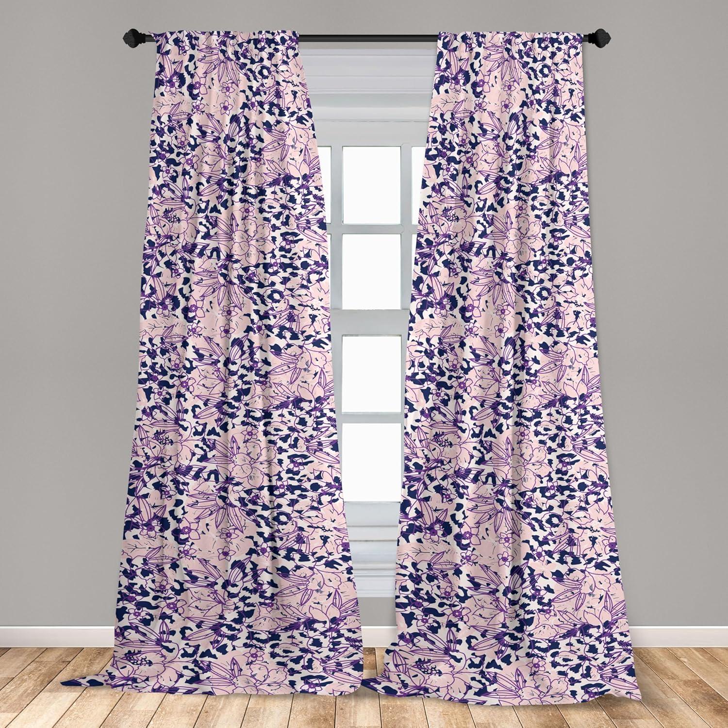 imageAmbesonne Floral Curtains Neutral Colors Delicate Blooming Flowers Pattern Dreamy Blush Tone Art Window Treatments 2 Panel Set for Living Room Bedroom Pair of 28 x 63 Hot Pink Charcoal GreyCeil Blue Blush White
