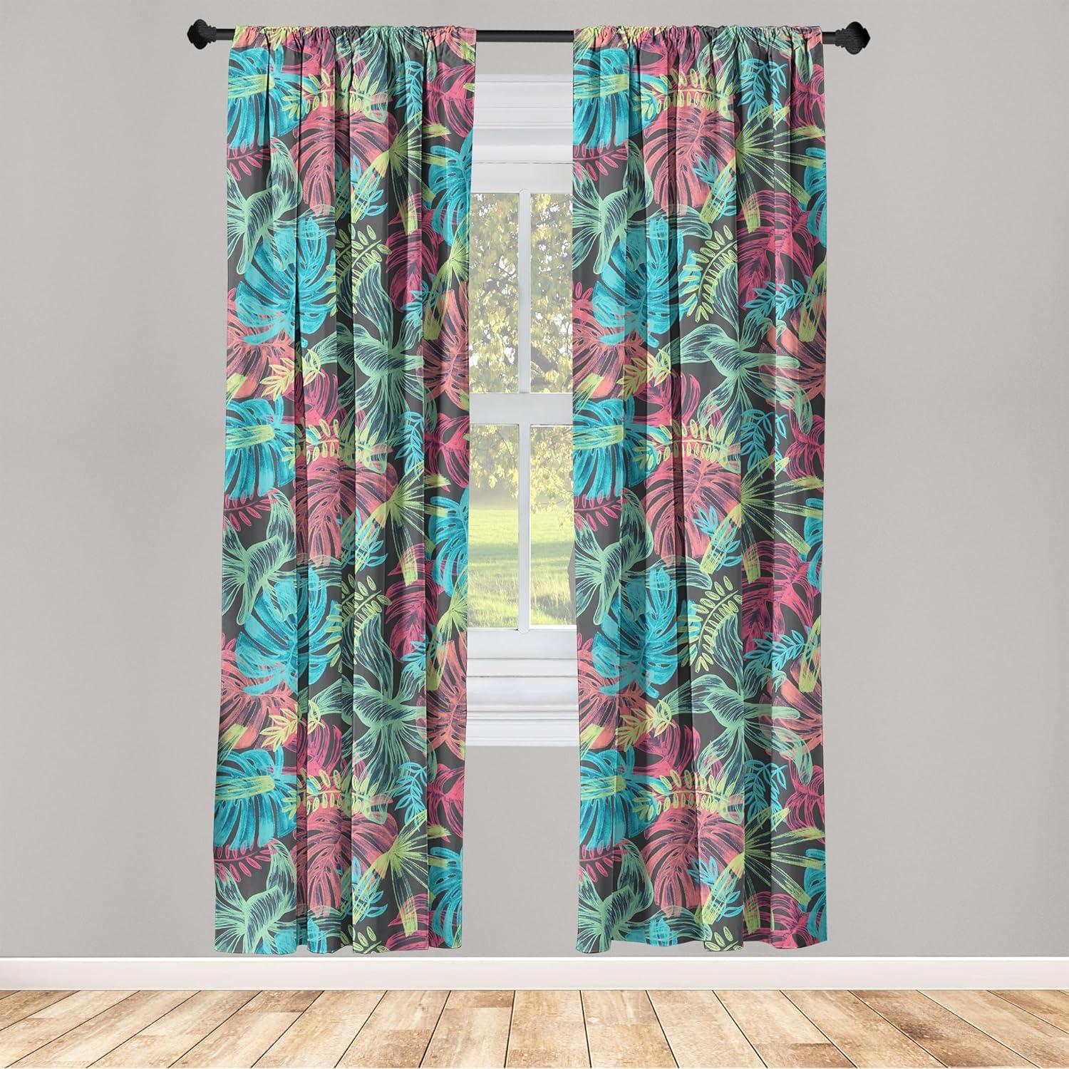imageAmbesonne Floral Curtains Neutral Colors Delicate Blooming Flowers Pattern Dreamy Blush Tone Art Window Treatments 2 Panel Set for Living Room Bedroom Pair of 28 x 63 Hot Pink Charcoal GreyDried Rose Indigo Aqua