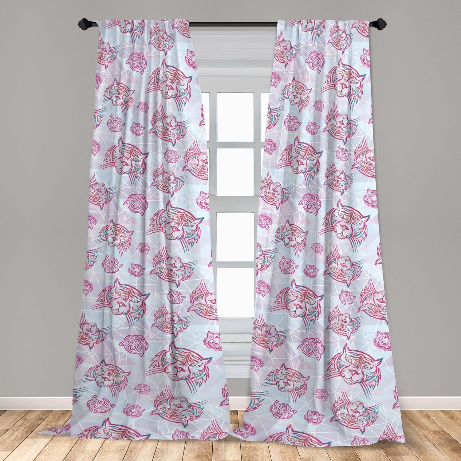 imageAmbesonne Floral Curtains Neutral Colors Delicate Blooming Flowers Pattern Dreamy Blush Tone Art Window Treatments 2 Panel Set for Living Room Bedroom Pair of 28 x 63 Hot Pink Charcoal GreyPale Purple Jade Green