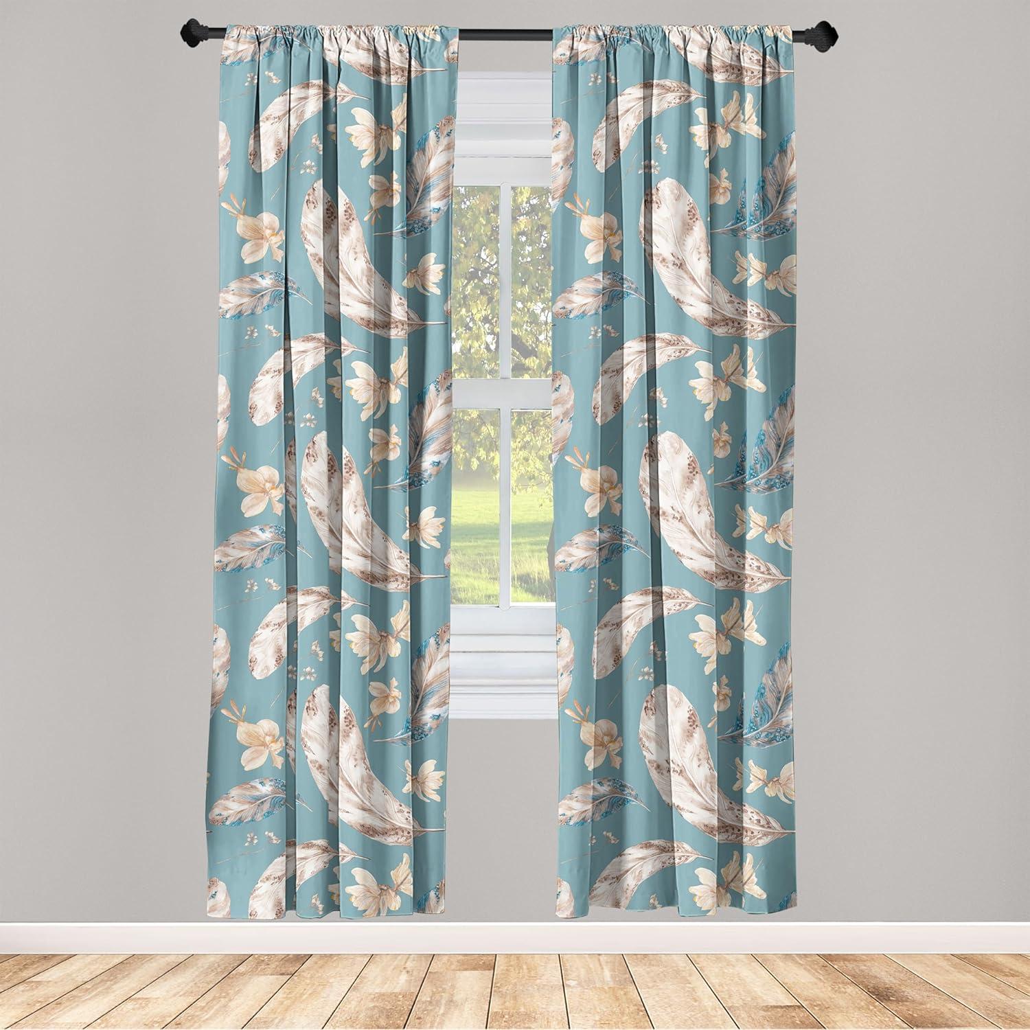 imageAmbesonne Floral Curtains Neutral Colors Delicate Blooming Flowers Pattern Dreamy Blush Tone Art Window Treatments 2 Panel Set for Living Room Bedroom Pair of 28 x 63 Hot Pink Charcoal GreyDark Sky Blue Tan