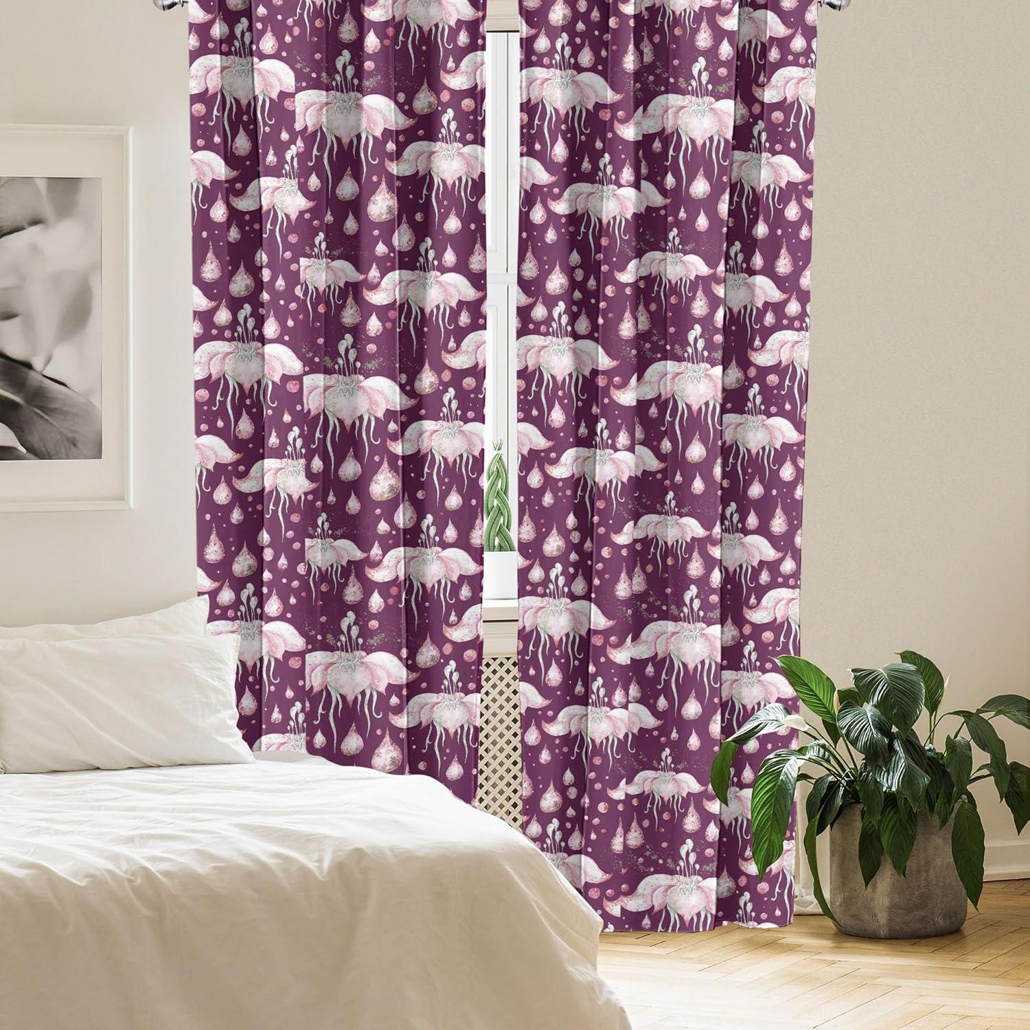 imageAmbesonne Floral Curtains Neutral Colors Delicate Blooming Flowers Pattern Dreamy Blush Tone Art Window Treatments 2 Panel Set for Living Room Bedroom Pair of 28 x 63 Hot Pink Charcoal GreySea Blue and Pastel Pink
