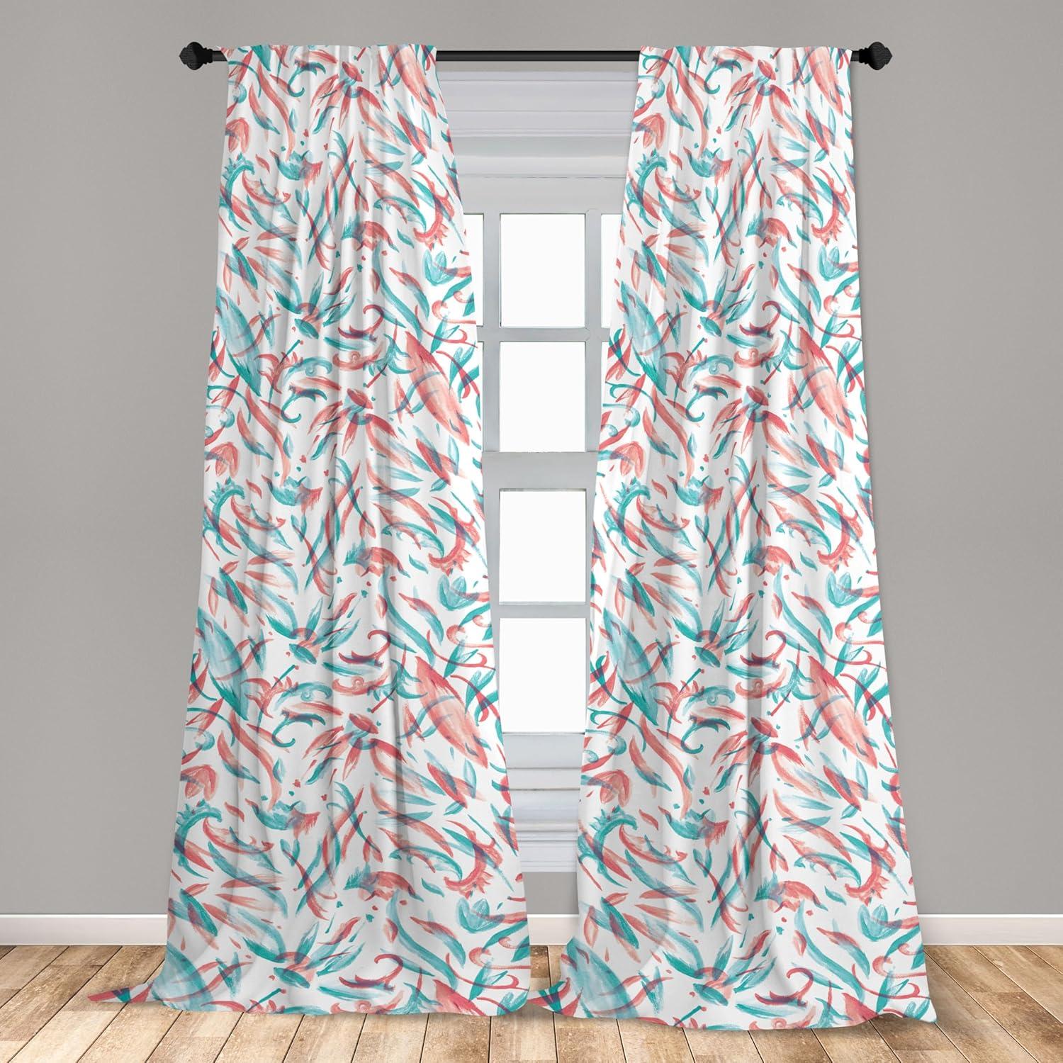imageAmbesonne Floral Curtains Neutral Colors Delicate Blooming Flowers Pattern Dreamy Blush Tone Art Window Treatments 2 Panel Set for Living Room Bedroom Pair of 28 x 63 Hot Pink Charcoal GreyTurquoise Seafoam White