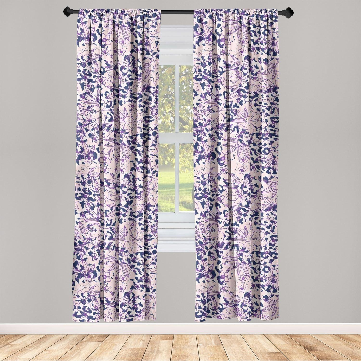 imageAmbesonne Floral Curtains Neutral Colors Delicate Blooming Flowers Pattern Dreamy Blush Tone Art Window Treatments 2 Panel Set for Living Room Bedroom Pair of 28 x 63 Hot Pink Charcoal GreyCeil Blue Blush White