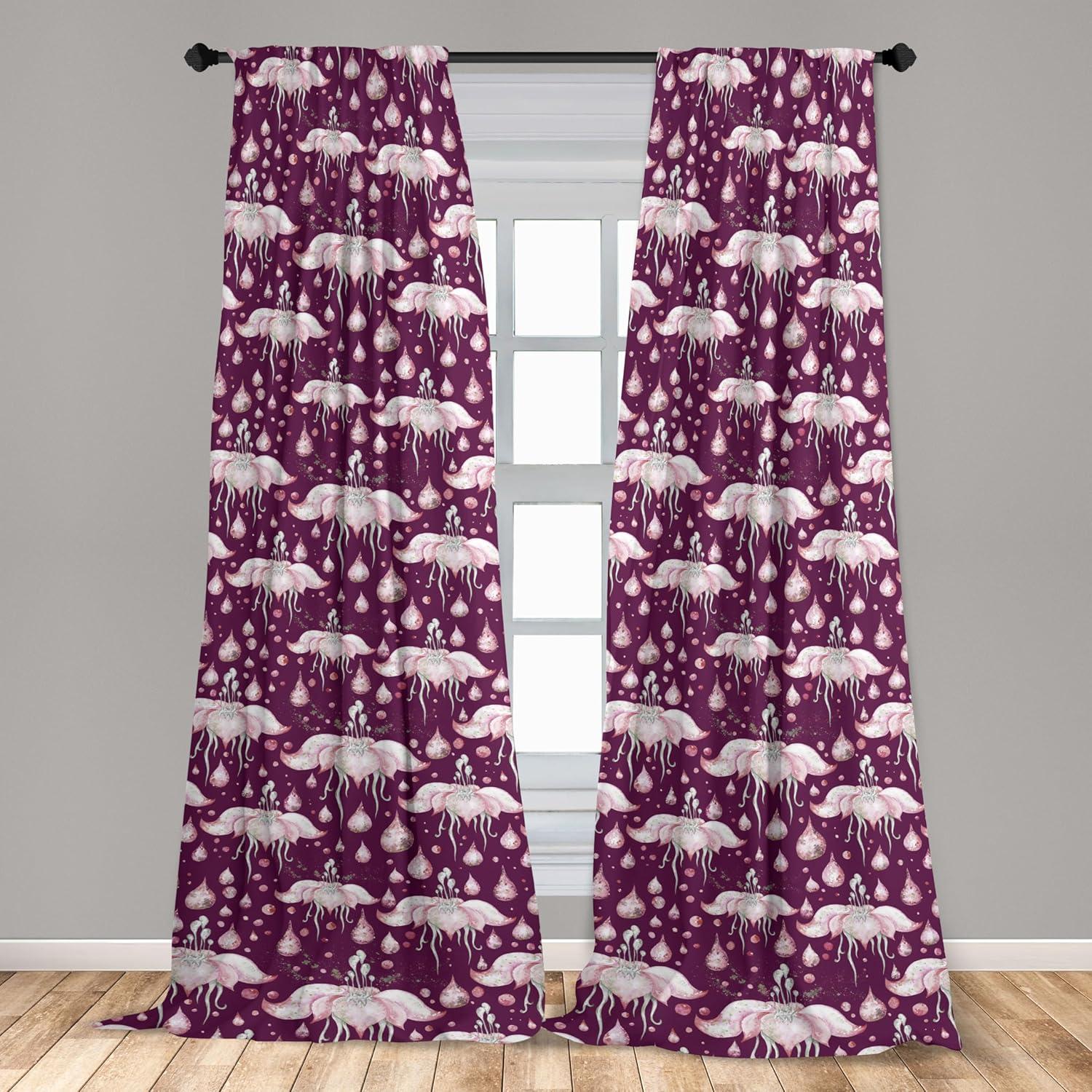 imageAmbesonne Floral Curtains Neutral Colors Delicate Blooming Flowers Pattern Dreamy Blush Tone Art Window Treatments 2 Panel Set for Living Room Bedroom Pair of 28 x 63 Hot Pink Charcoal GreySea Blue and Pastel Pink