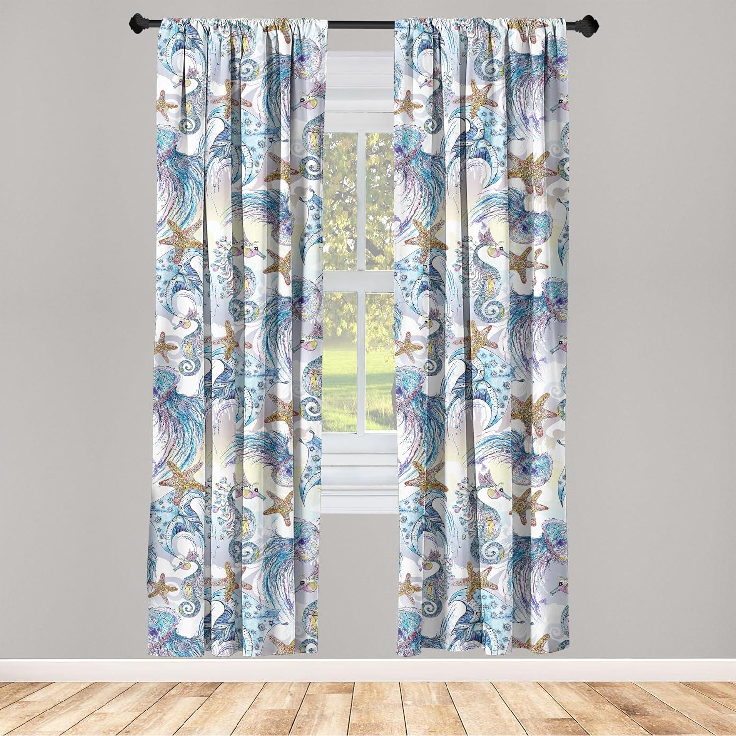 imageAmbesonne Floral Curtains Neutral Colors Delicate Blooming Flowers Pattern Dreamy Blush Tone Art Window Treatments 2 Panel Set for Living Room Bedroom Pair of 28 x 63 Hot Pink Charcoal GreySoft Blue Almond Ecru