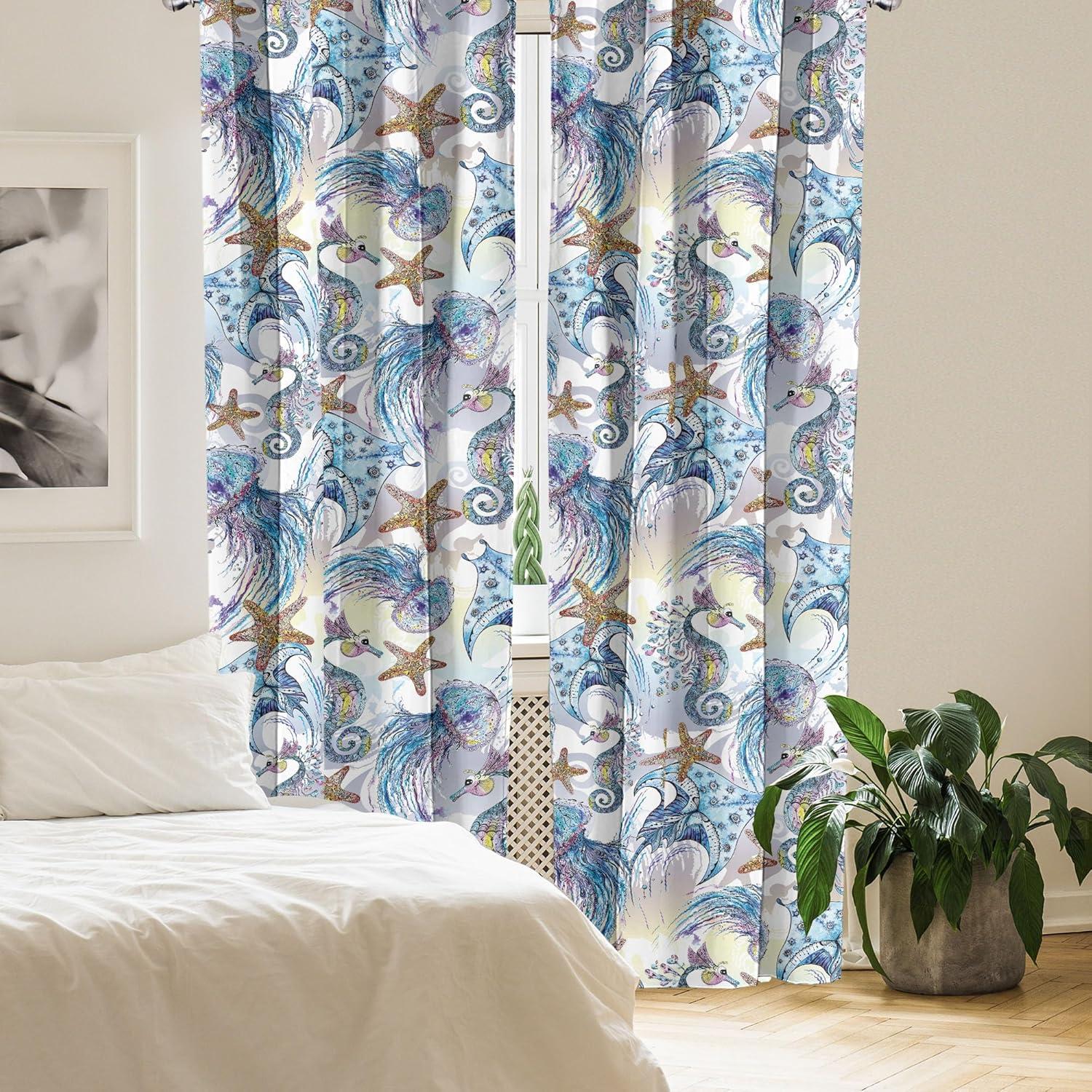 imageAmbesonne Floral Curtains Neutral Colors Delicate Blooming Flowers Pattern Dreamy Blush Tone Art Window Treatments 2 Panel Set for Living Room Bedroom Pair of 28 x 63 Hot Pink Charcoal GreySoft Blue Almond Ecru
