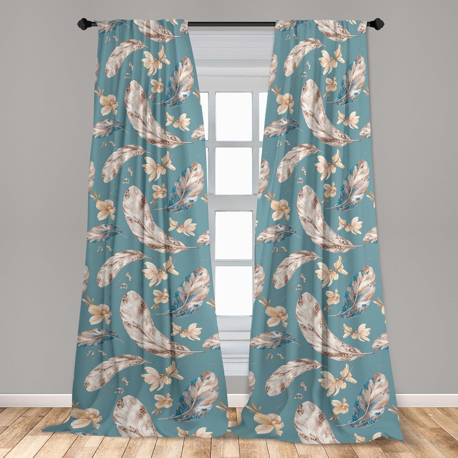 imageAmbesonne Floral Curtains Neutral Colors Delicate Blooming Flowers Pattern Dreamy Blush Tone Art Window Treatments 2 Panel Set for Living Room Bedroom Pair of 28 x 63 Hot Pink Charcoal GreyDark Sky Blue Tan