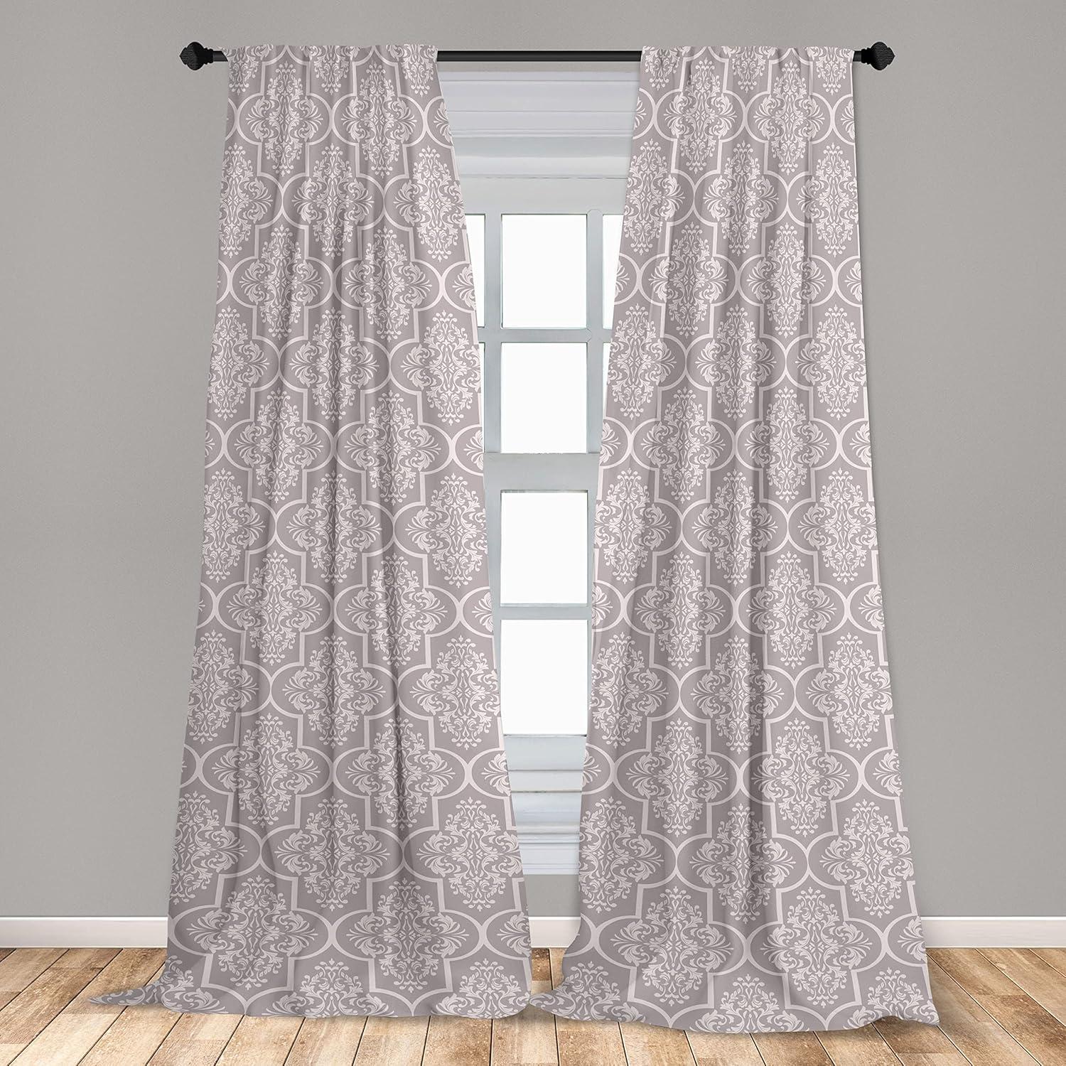 imageAmbesonne Floral Design Curtains Traditional Damask Flower Pattern Geometric Neutral Boho Artwork Window Treatments 2 Panel Set for Living Room Bedroom Pair of 28 x 95 Cobalt Blue and WhitePale Purpleblue White
