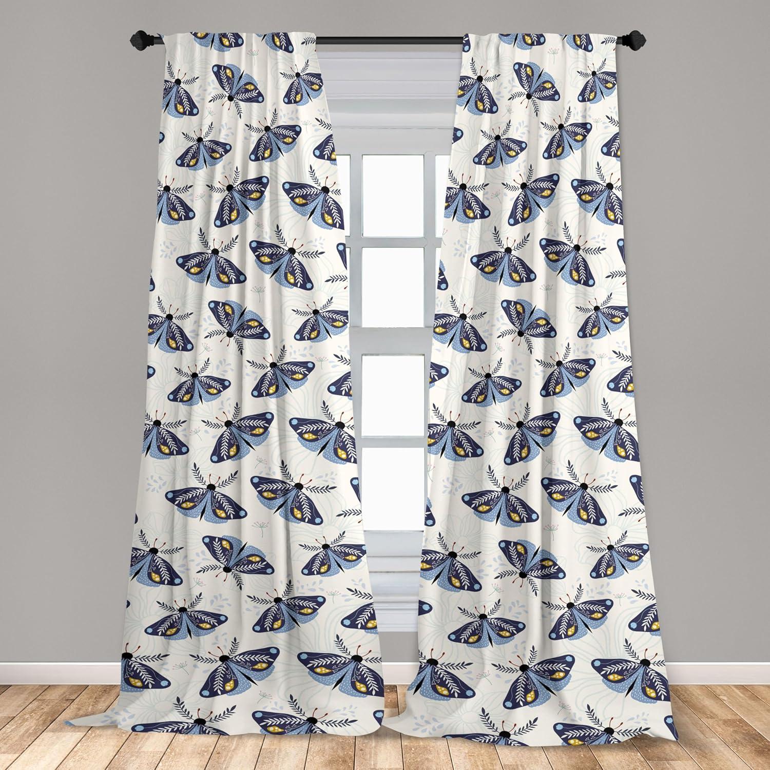 imageAmbesonne Floral Design Curtains Traditional Damask Flower Pattern Geometric Neutral Boho Artwork Window Treatments 2 Panel Set for Living Room Bedroom Pair of 28 x 95 Cobalt Blue and WhiteDark Sky Blue Off White