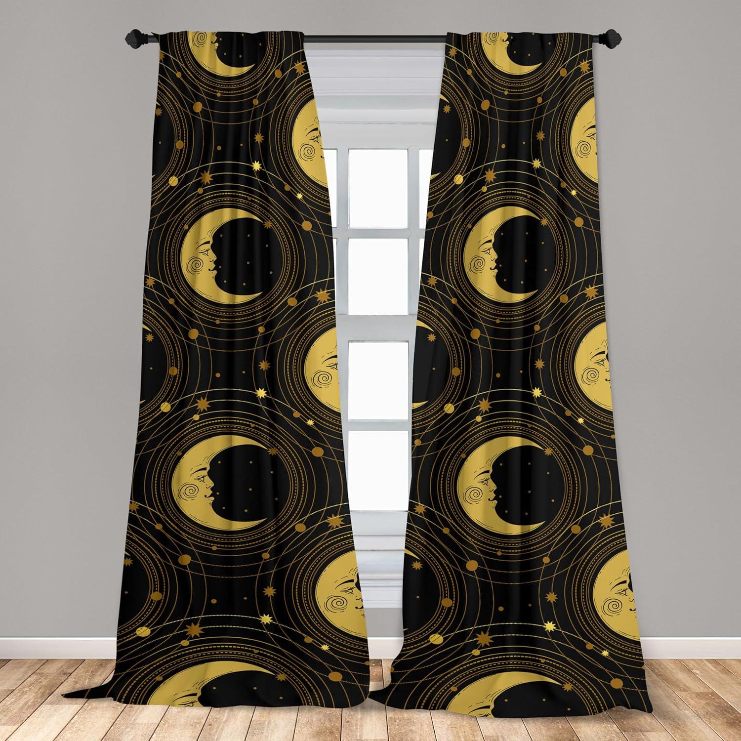 imageAmbesonne Floral Design Curtains Traditional Damask Flower Pattern Geometric Neutral Boho Artwork Window Treatments 2 Panel Set for Living Room Bedroom Pair of 28 x 95 Cobalt Blue and WhitePale Earth Yellow Mustard