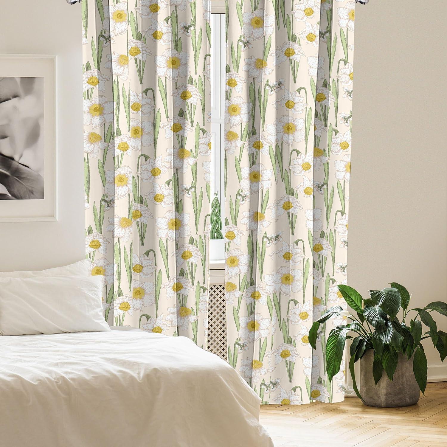 imageAmbesonne Floral Design Curtains Traditional Damask Flower Pattern Geometric Neutral Boho Artwork Window Treatments 2 Panel Set for Living Room Bedroom Pair of 28 x 95 Cobalt Blue and WhiteEggshell Pistachio Green