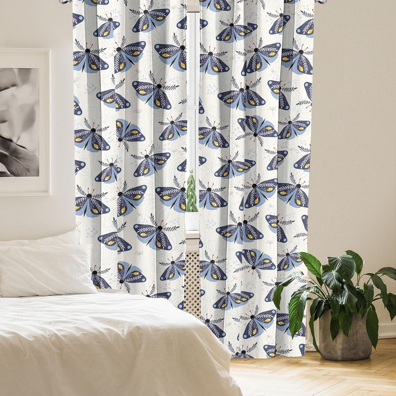imageAmbesonne Floral Design Curtains Traditional Damask Flower Pattern Geometric Neutral Boho Artwork Window Treatments 2 Panel Set for Living Room Bedroom Pair of 28 x 95 Cobalt Blue and WhiteDark Sky Blue Off White