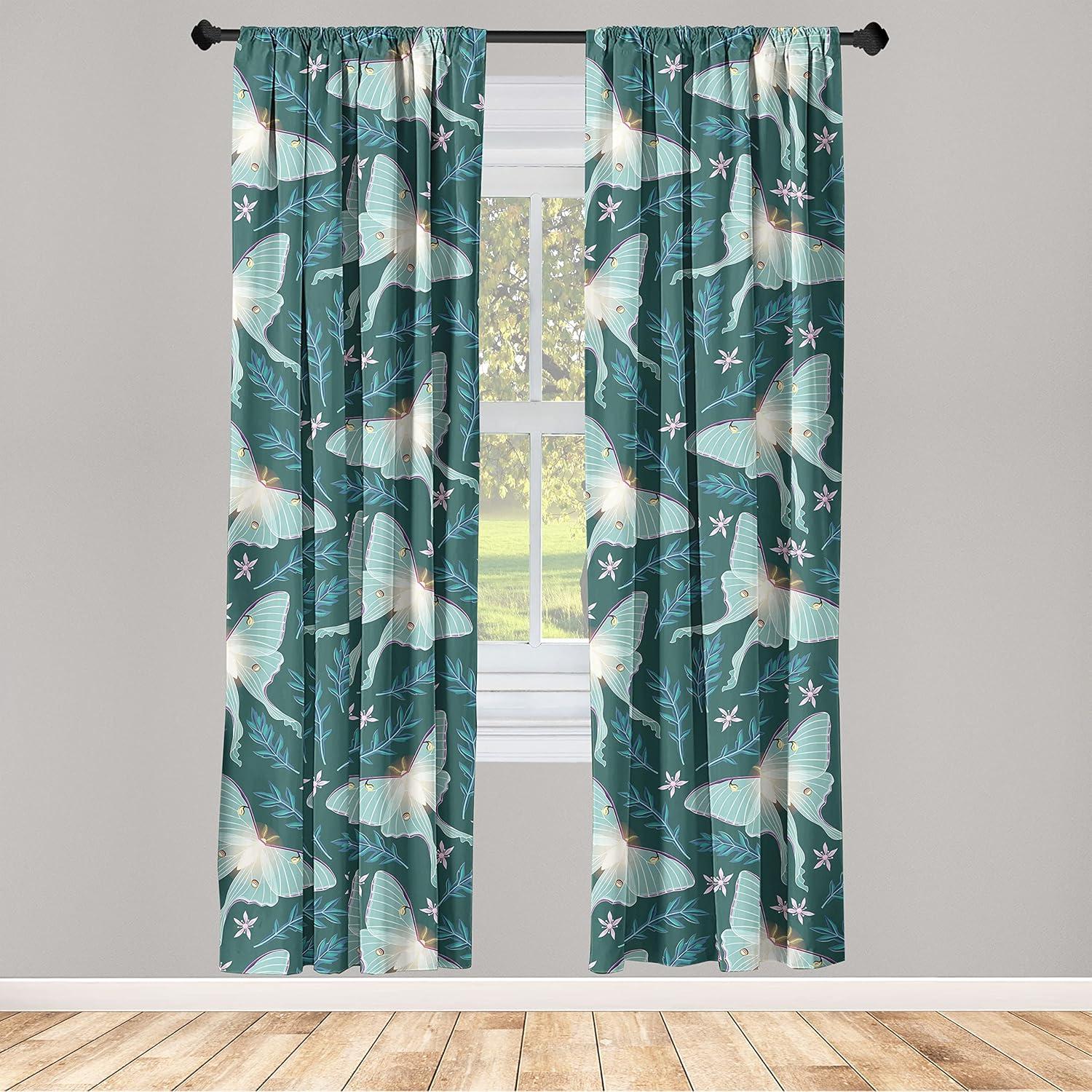 imageAmbesonne Floral Design Curtains Traditional Damask Flower Pattern Geometric Neutral Boho Artwork Window Treatments 2 Panel Set for Living Room Bedroom Pair of 28 x 95 Cobalt Blue and WhiteAlmond Green Petrol Blue