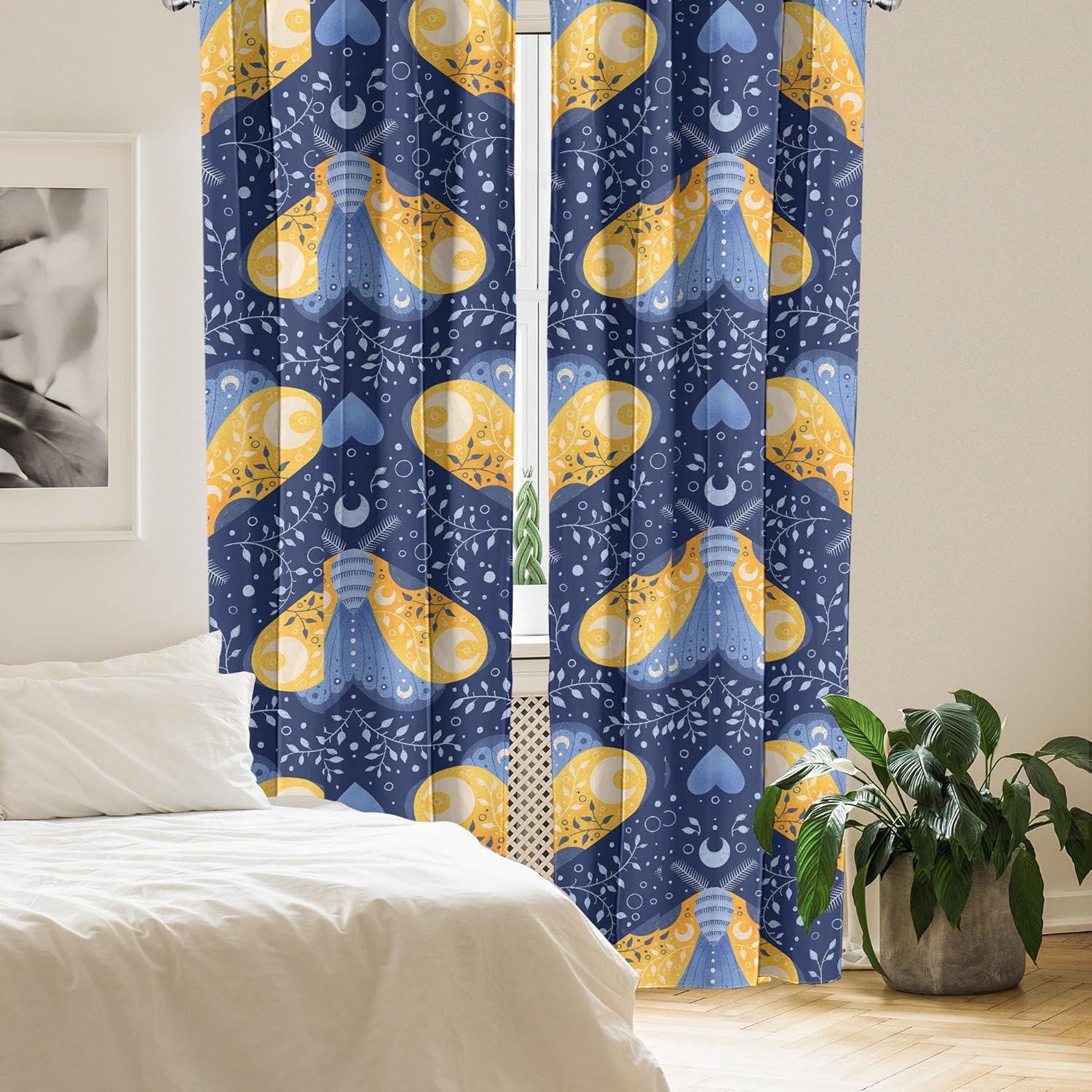 imageAmbesonne Floral Design Curtains Traditional Damask Flower Pattern Geometric Neutral Boho Artwork Window Treatments 2 Panel Set for Living Room Bedroom Pair of 28 x 95 Cobalt Blue and WhiteDark Lavender Mustard