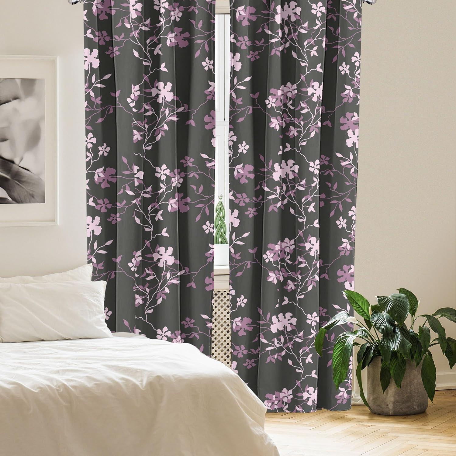 imageAmbesonne Floral Design Curtains Traditional Damask Flower Pattern Geometric Neutral Boho Artwork Window Treatments 2 Panel Set for Living Room Bedroom Pair of 28 x 95 Cobalt Blue and WhiteMauve Rose Charcoal Grey