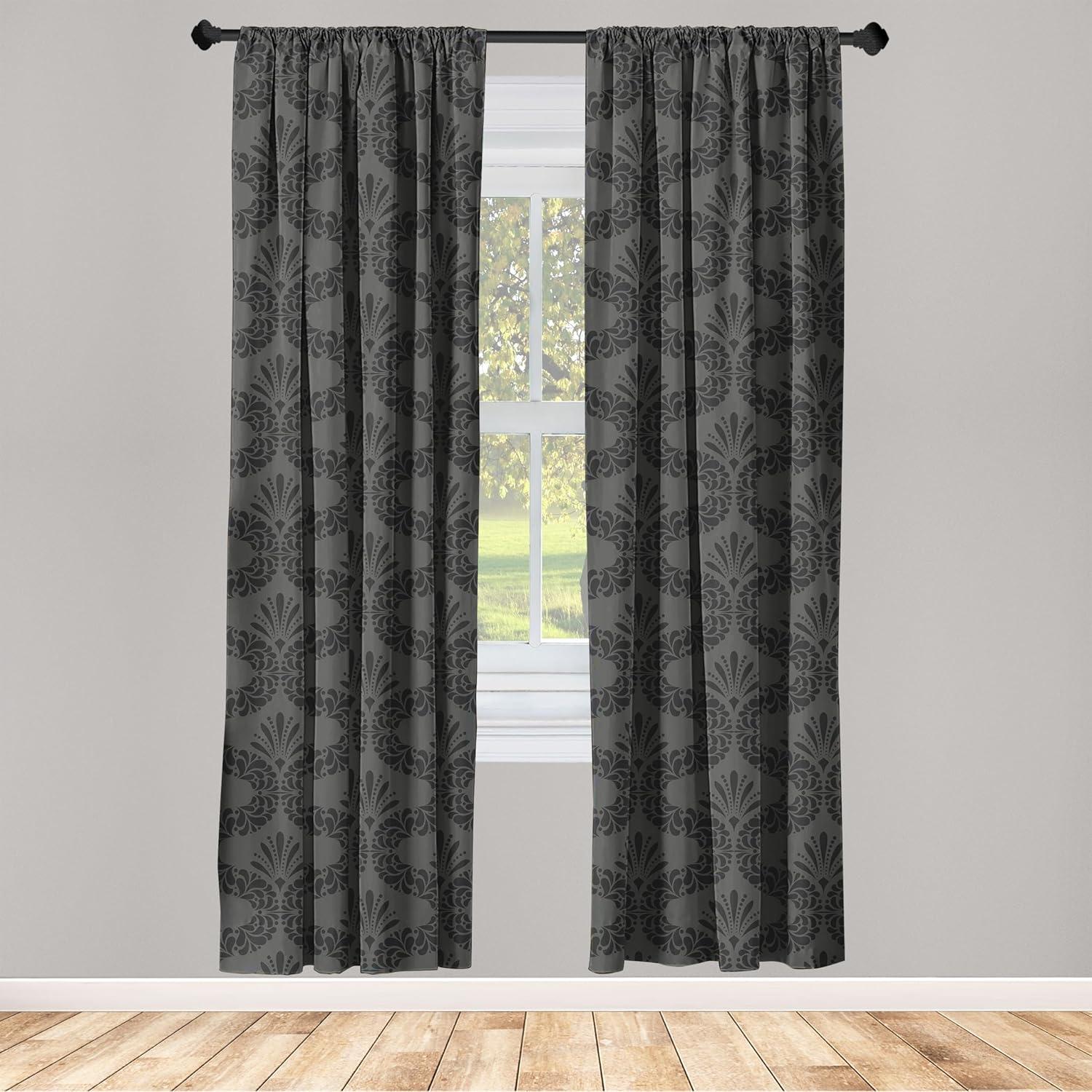 imageAmbesonne Floral Design Curtains Traditional Damask Flower Pattern Geometric Neutral Boho Artwork Window Treatments 2 Panel Set for Living Room Bedroom Pair of 28 x 95 Cobalt Blue and WhiteCharcoal Grey Grey Teal