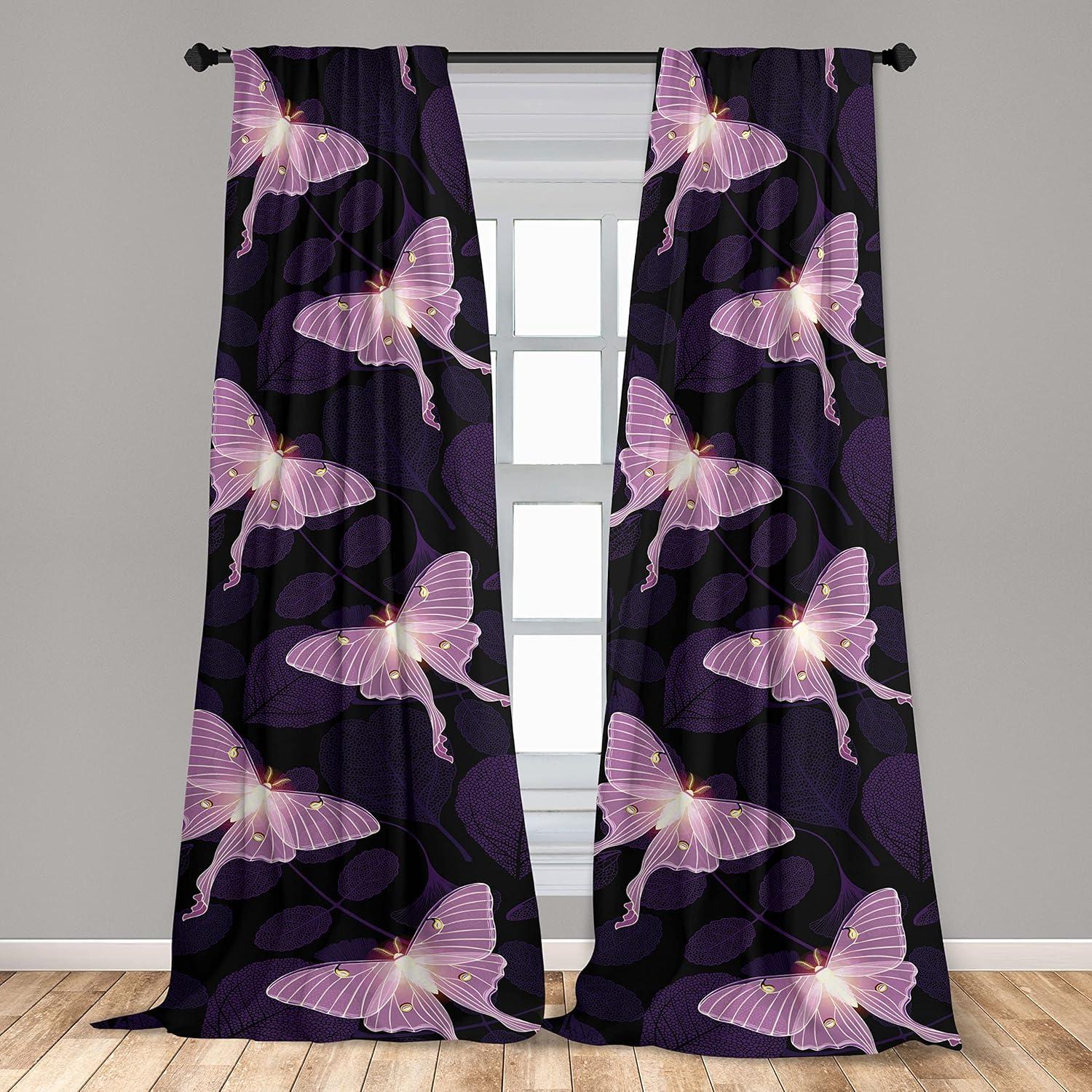 imageAmbesonne Floral Design Curtains Traditional Damask Flower Pattern Geometric Neutral Boho Artwork Window Treatments 2 Panel Set for Living Room Bedroom Pair of 28 x 95 Cobalt Blue and WhitePale Lilac Dark Purple
