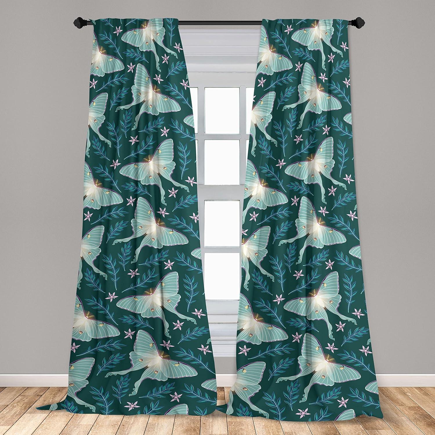 imageAmbesonne Floral Design Curtains Traditional Damask Flower Pattern Geometric Neutral Boho Artwork Window Treatments 2 Panel Set for Living Room Bedroom Pair of 28 x 95 Cobalt Blue and WhiteAlmond Green Petrol Blue