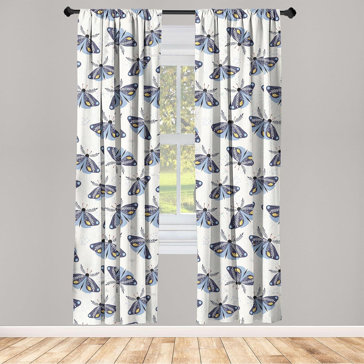 imageAmbesonne Floral Design Curtains Traditional Damask Flower Pattern Geometric Neutral Boho Artwork Window Treatments 2 Panel Set for Living Room Bedroom Pair of 28 x 95 Cobalt Blue and WhiteDark Sky Blue Off White