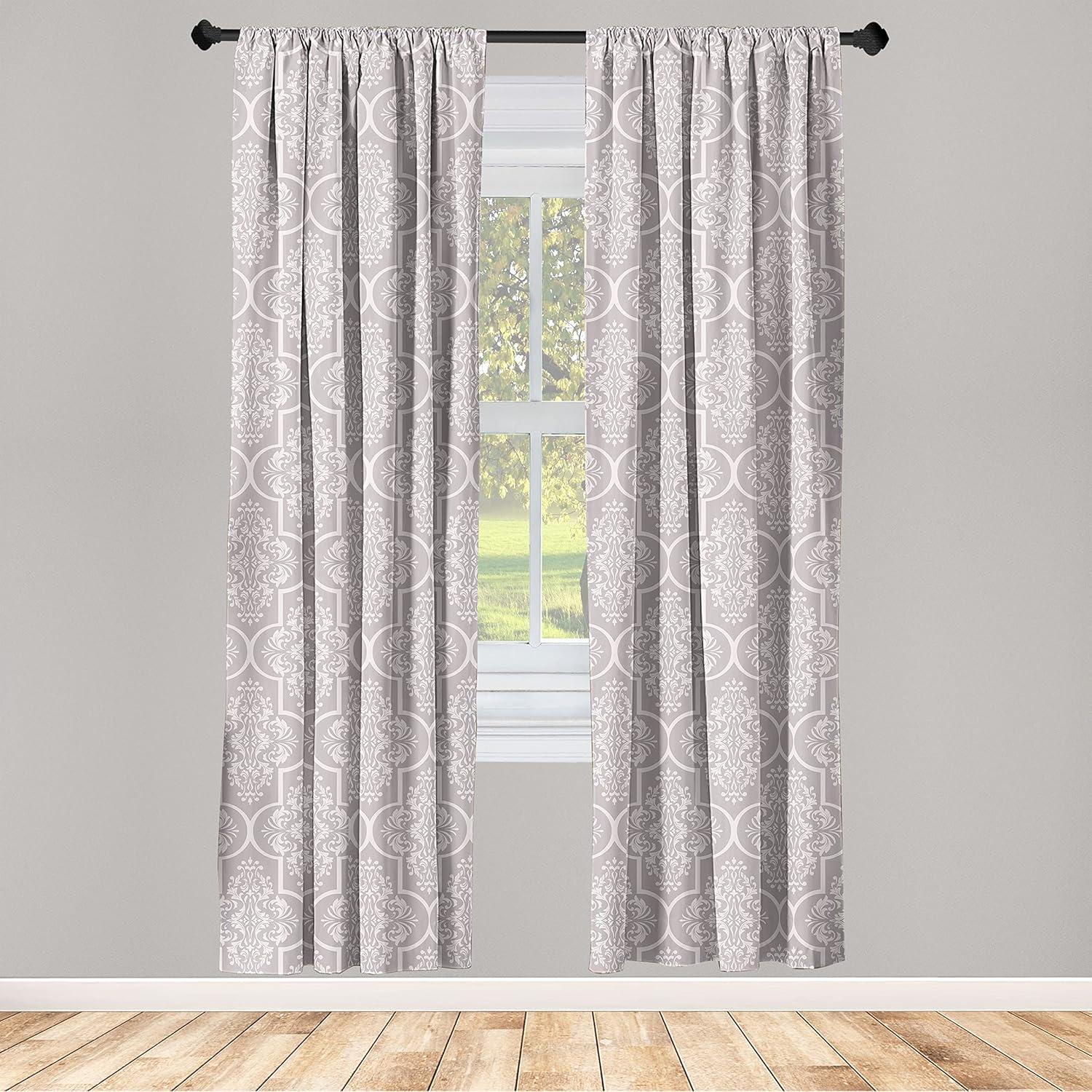 imageAmbesonne Floral Design Curtains Traditional Damask Flower Pattern Geometric Neutral Boho Artwork Window Treatments 2 Panel Set for Living Room Bedroom Pair of 28 x 95 Cobalt Blue and WhitePale Purpleblue White