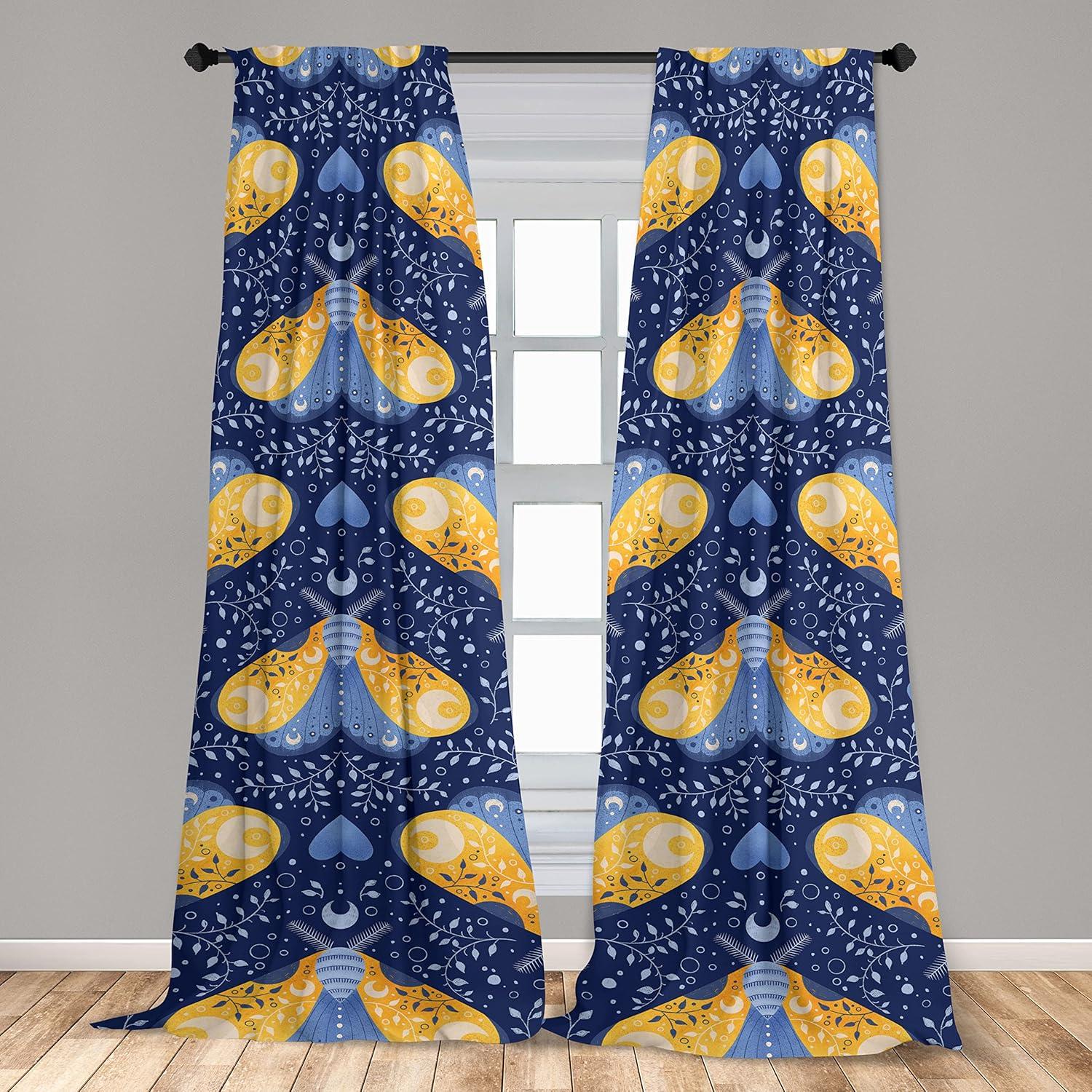 imageAmbesonne Floral Design Curtains Traditional Damask Flower Pattern Geometric Neutral Boho Artwork Window Treatments 2 Panel Set for Living Room Bedroom Pair of 28 x 95 Cobalt Blue and WhiteDark Lavender Mustard