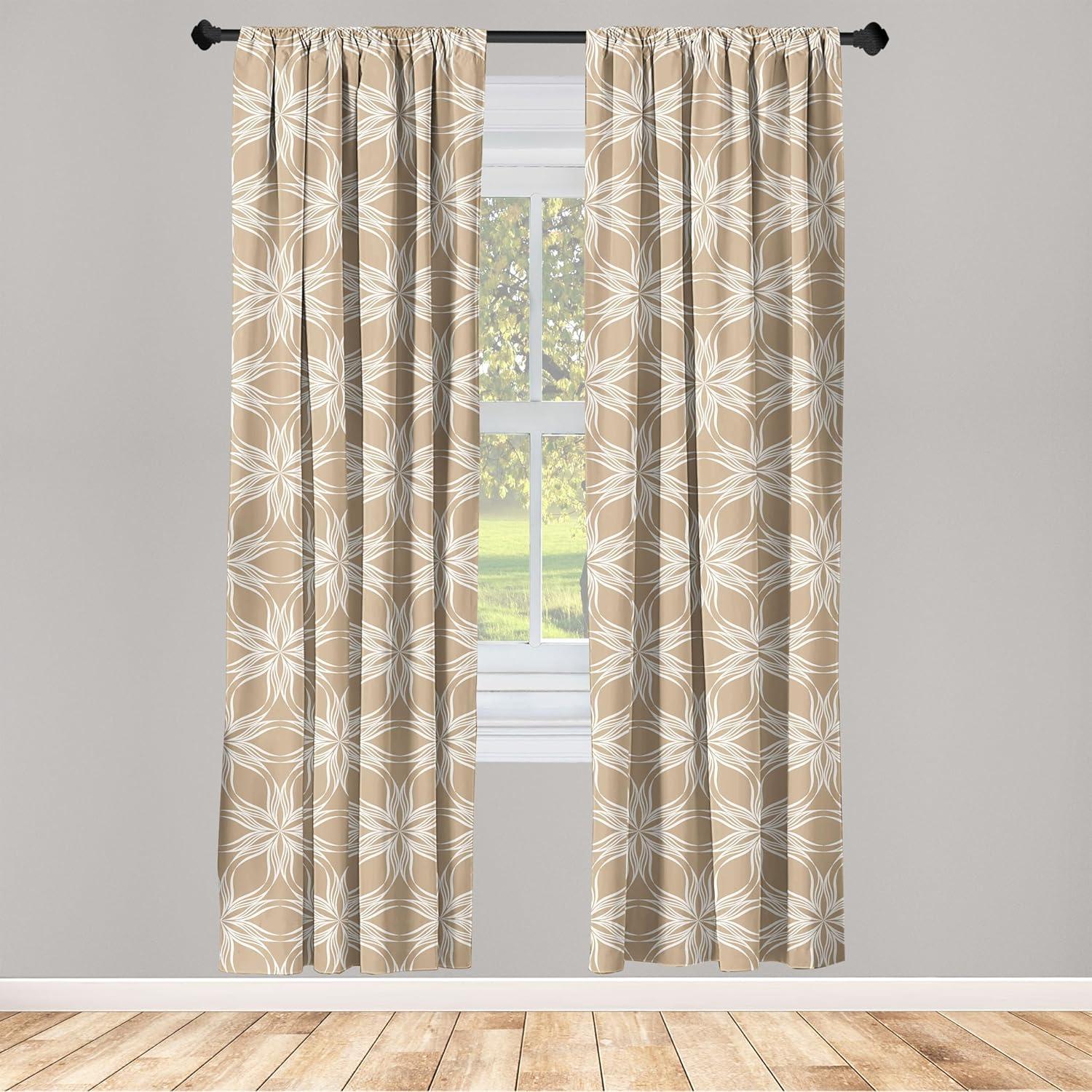 imageAmbesonne Floral Design Curtains Traditional Damask Flower Pattern Geometric Neutral Boho Artwork Window Treatments 2 Panel Set for Living Room Bedroom Pair of 28 x 95 Cobalt Blue and WhiteEcru and White