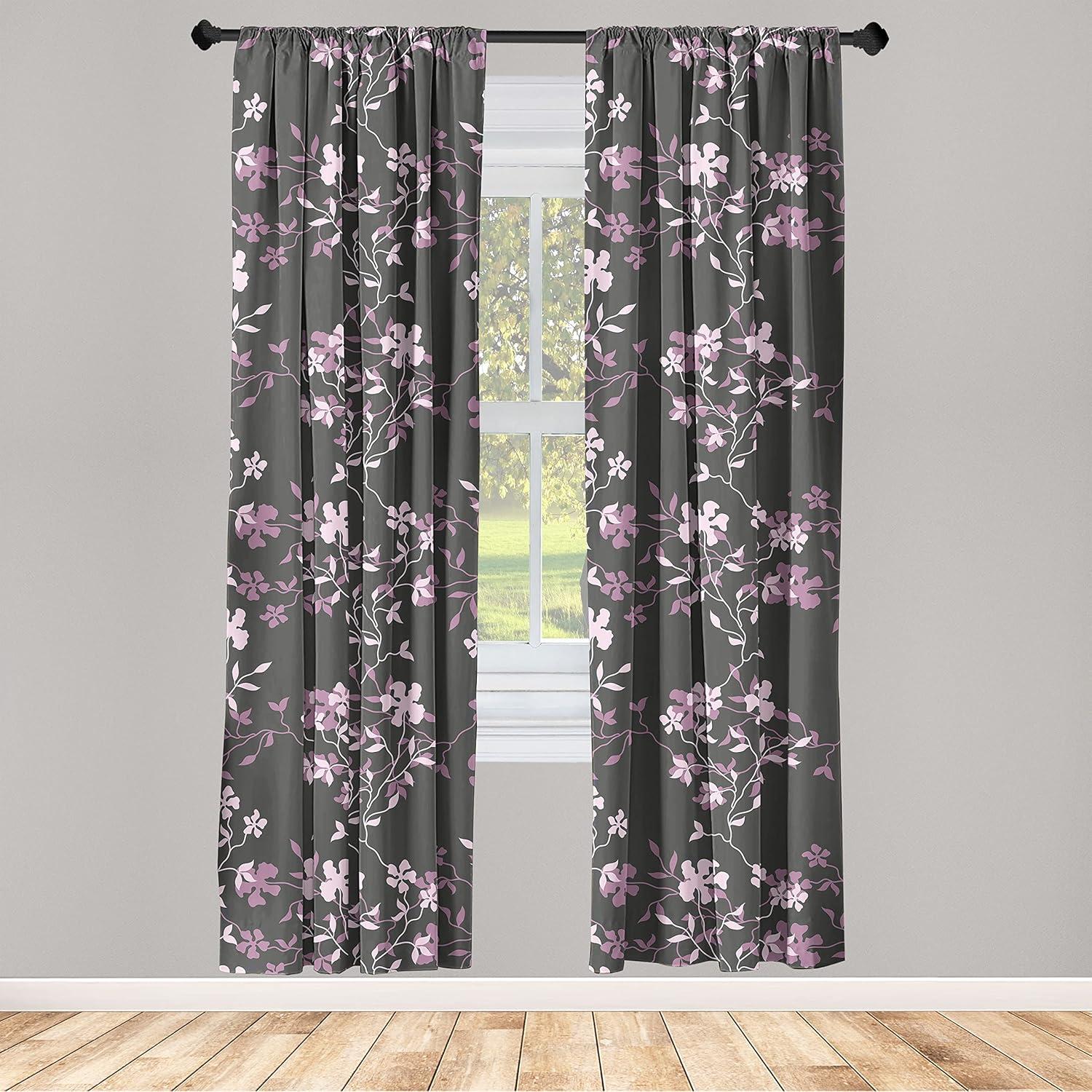 imageAmbesonne Floral Design Curtains Traditional Damask Flower Pattern Geometric Neutral Boho Artwork Window Treatments 2 Panel Set for Living Room Bedroom Pair of 28 x 95 Cobalt Blue and WhiteMauve Rose Charcoal Grey