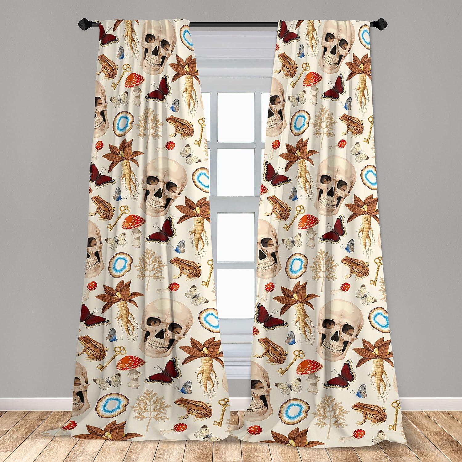 imageAmbesonne Floral Design Curtains Traditional Damask Flower Pattern Geometric Neutral Boho Artwork Window Treatments 2 Panel Set for Living Room Bedroom Pair of 28 x 95 Cobalt Blue and WhiteCream Vermilion Camel