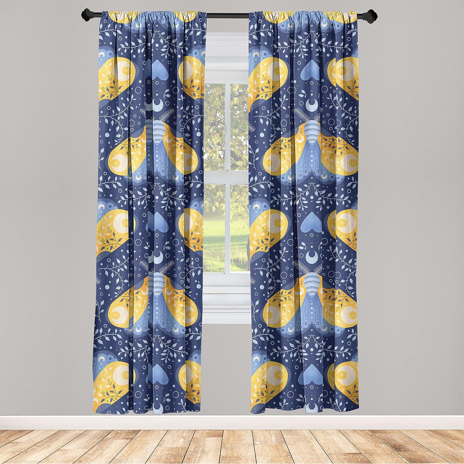 imageAmbesonne Floral Design Curtains Traditional Damask Flower Pattern Geometric Neutral Boho Artwork Window Treatments 2 Panel Set for Living Room Bedroom Pair of 28 x 95 Cobalt Blue and WhiteDark Lavender Mustard