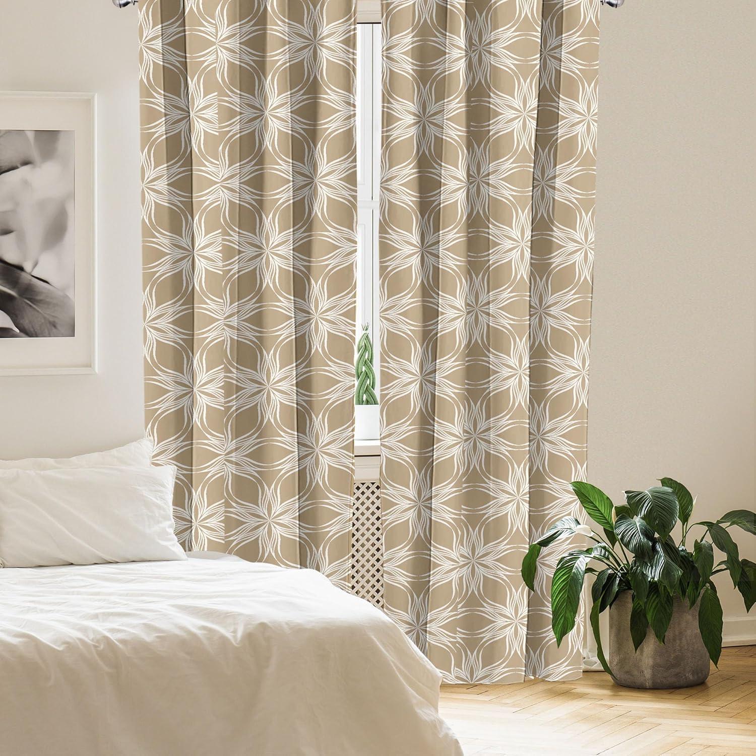 imageAmbesonne Floral Design Curtains Traditional Damask Flower Pattern Geometric Neutral Boho Artwork Window Treatments 2 Panel Set for Living Room Bedroom Pair of 28 x 95 Cobalt Blue and WhiteEcru and White