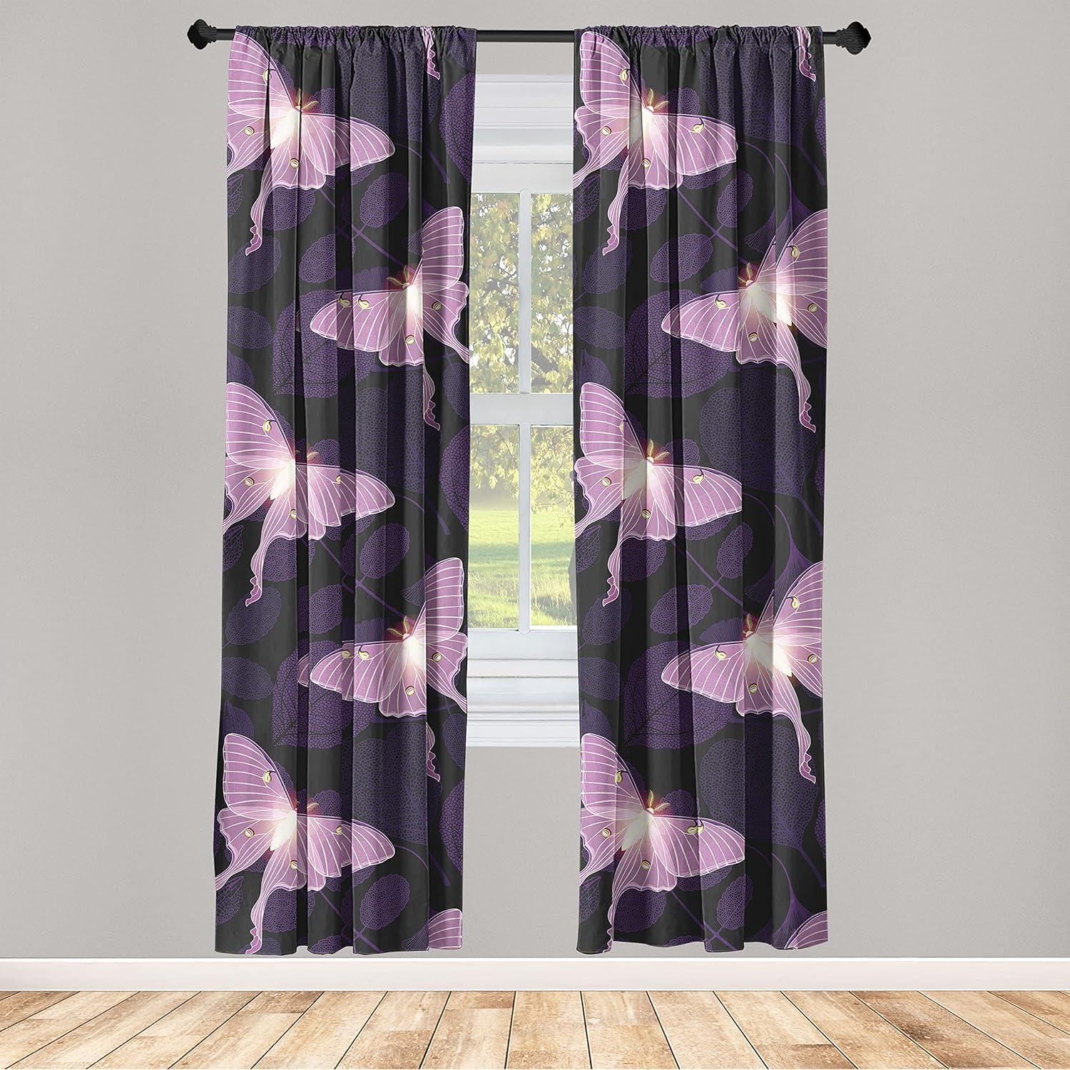 imageAmbesonne Floral Design Curtains Traditional Damask Flower Pattern Geometric Neutral Boho Artwork Window Treatments 2 Panel Set for Living Room Bedroom Pair of 28 x 95 Cobalt Blue and WhitePale Lilac Dark Purple