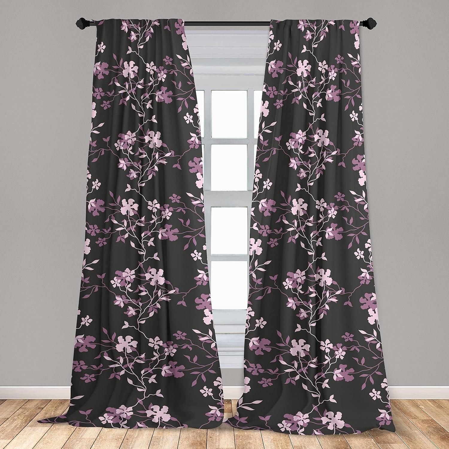 imageAmbesonne Floral Design Curtains Traditional Damask Flower Pattern Geometric Neutral Boho Artwork Window Treatments 2 Panel Set for Living Room Bedroom Pair of 28 x 95 Cobalt Blue and WhiteMauve Rose Charcoal Grey