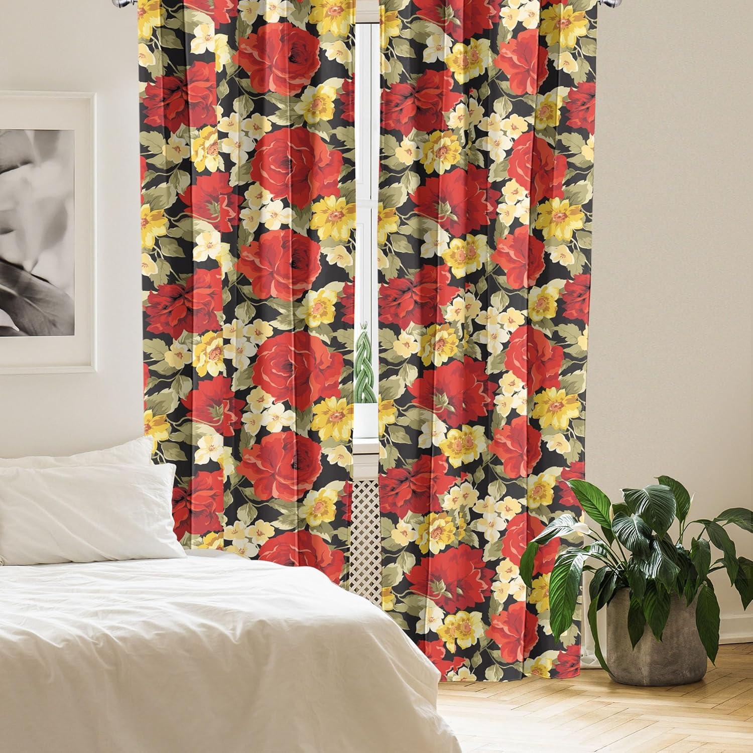 imageAmbesonne Gothic Wings Curtains Outline Style Illustrated Wild Nature Moth Pattern Neutral Colors Window Treatments 2 Panel Set for Living Room Bedroom Pair of 28 x 63 Charcoal Grey Sea BlueDark Orange and Slate Brown