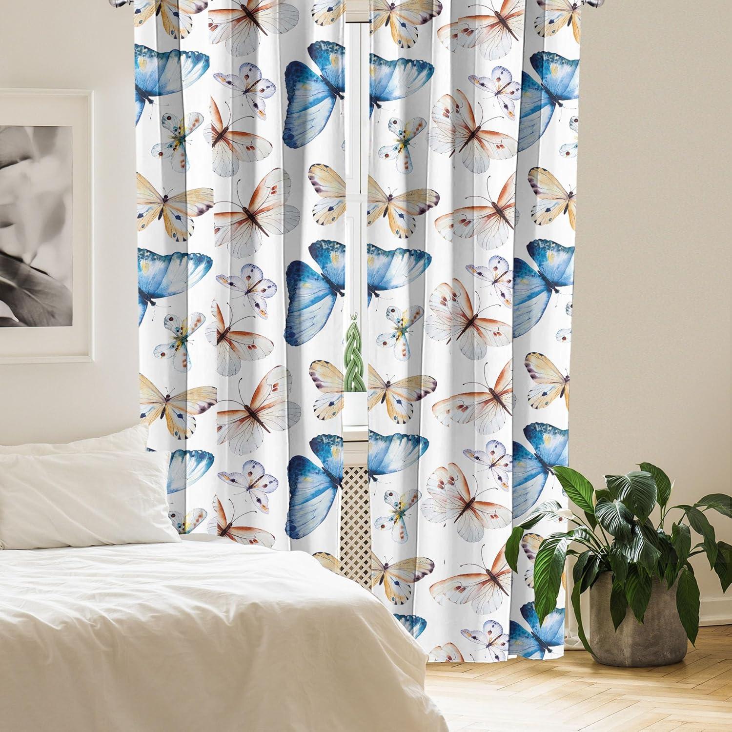 imageAmbesonne Gothic Wings Curtains Outline Style Illustrated Wild Nature Moth Pattern Neutral Colors Window Treatments 2 Panel Set for Living Room Bedroom Pair of 28 x 63 Charcoal Grey Sea BlueWhite Pale Camel Sky Blue